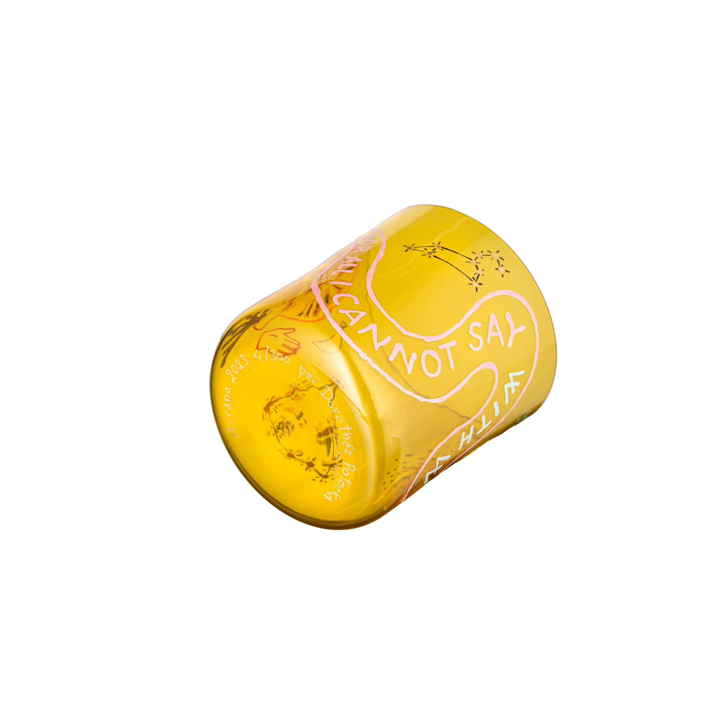 Murano glasses - For All I Cannot Say With Words Hand Painted In Yellow Murano Glass - horizontal - white background.jpg
