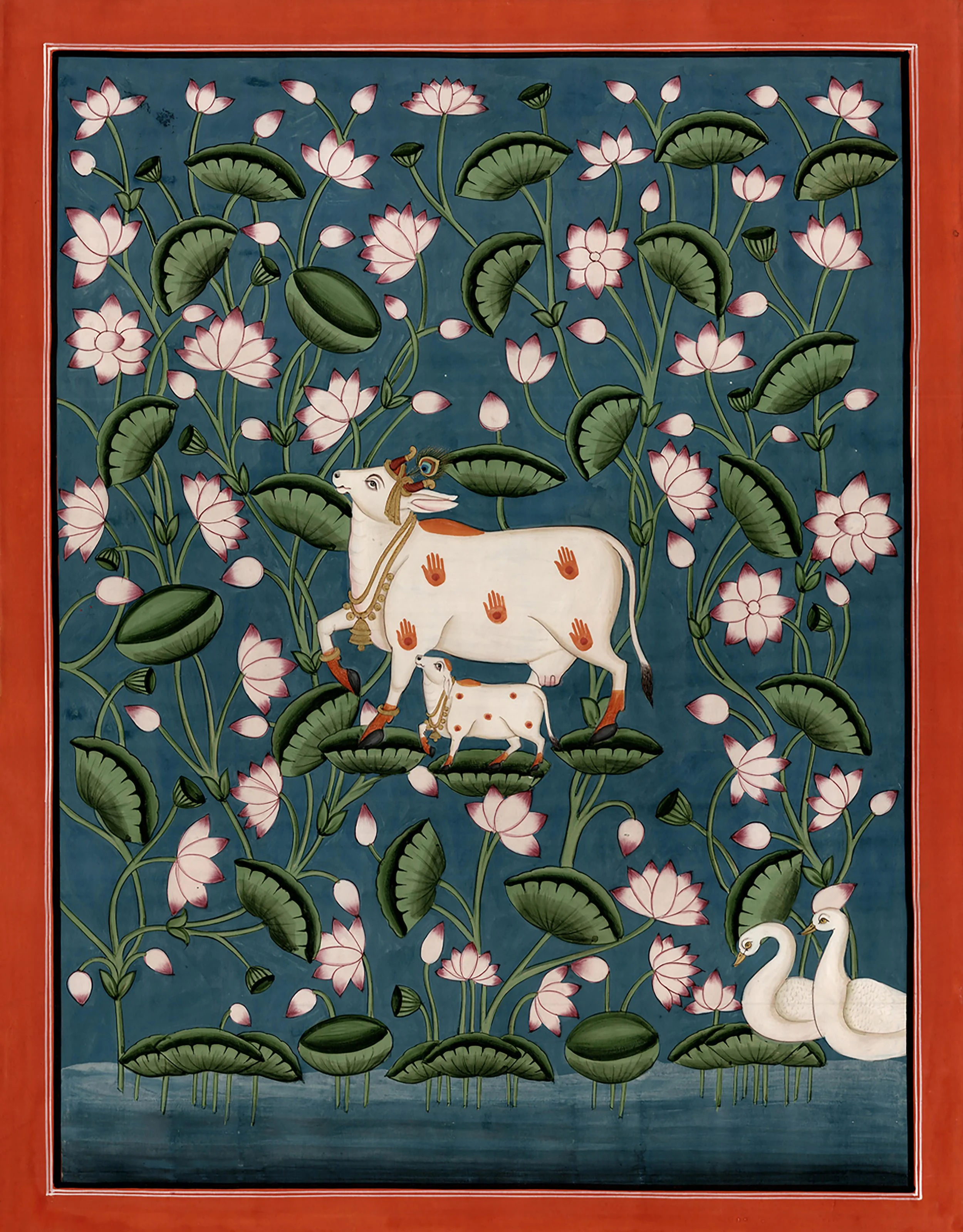 9. 2116 Cows with lotus backdrop 16 x 12.5 in.jpg