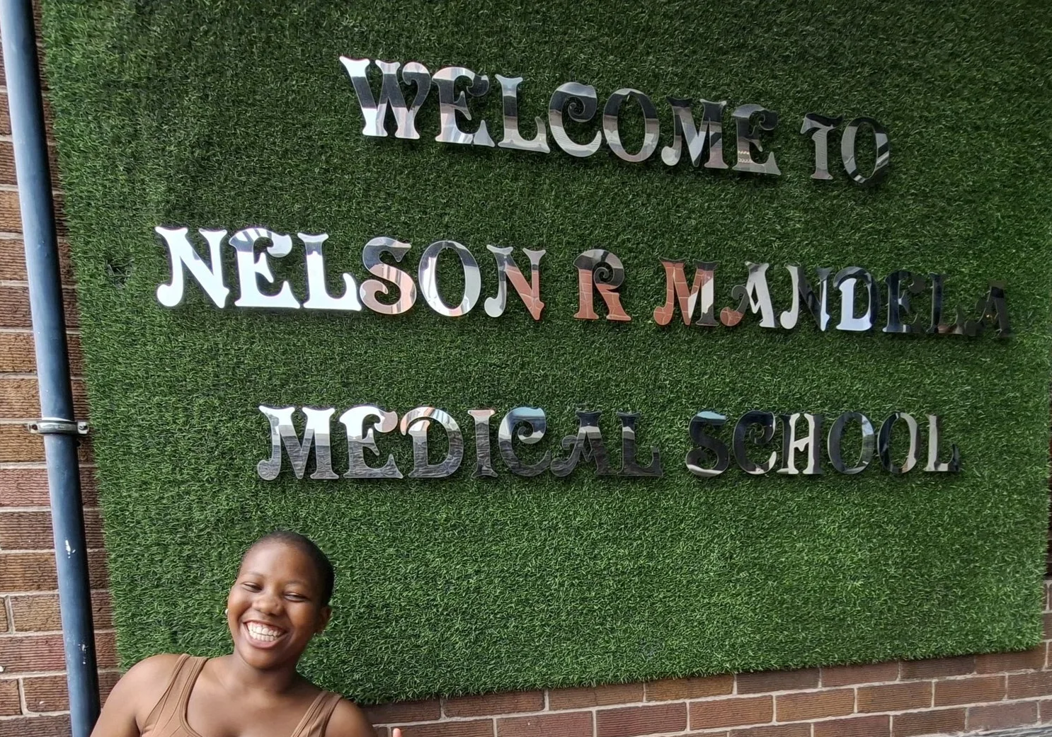 Esther outside the school of medicine