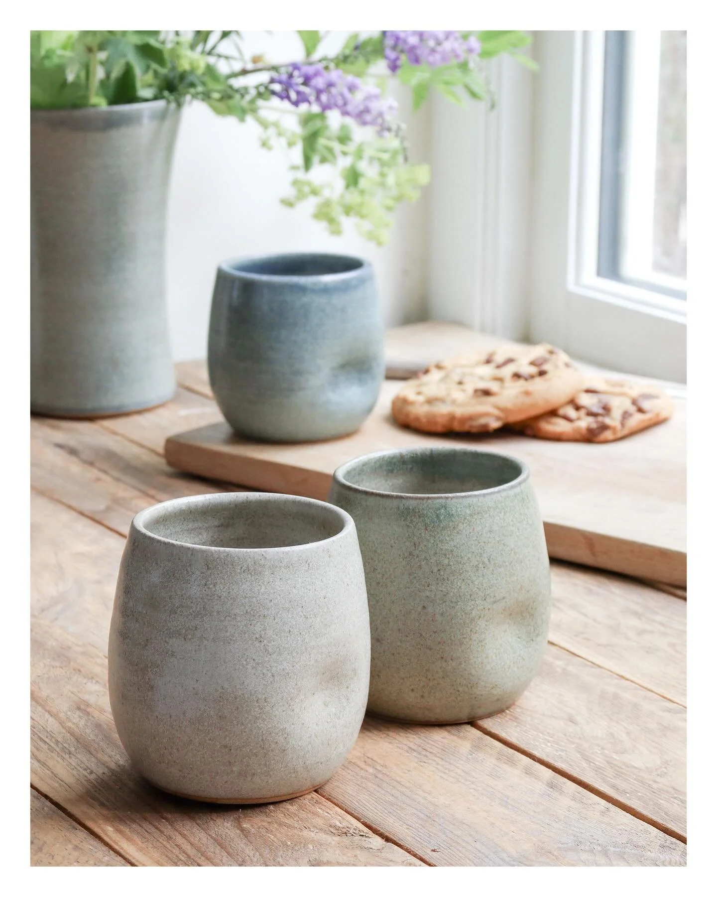 Dimple Tumblers and Pourers ..
The unsung hero’s of my Shades Collection, these are designed  with tactility in mind combining a classic tulip shape with a modern twist of finger dimples to fit even more snugly in your hand.
The tumblers are