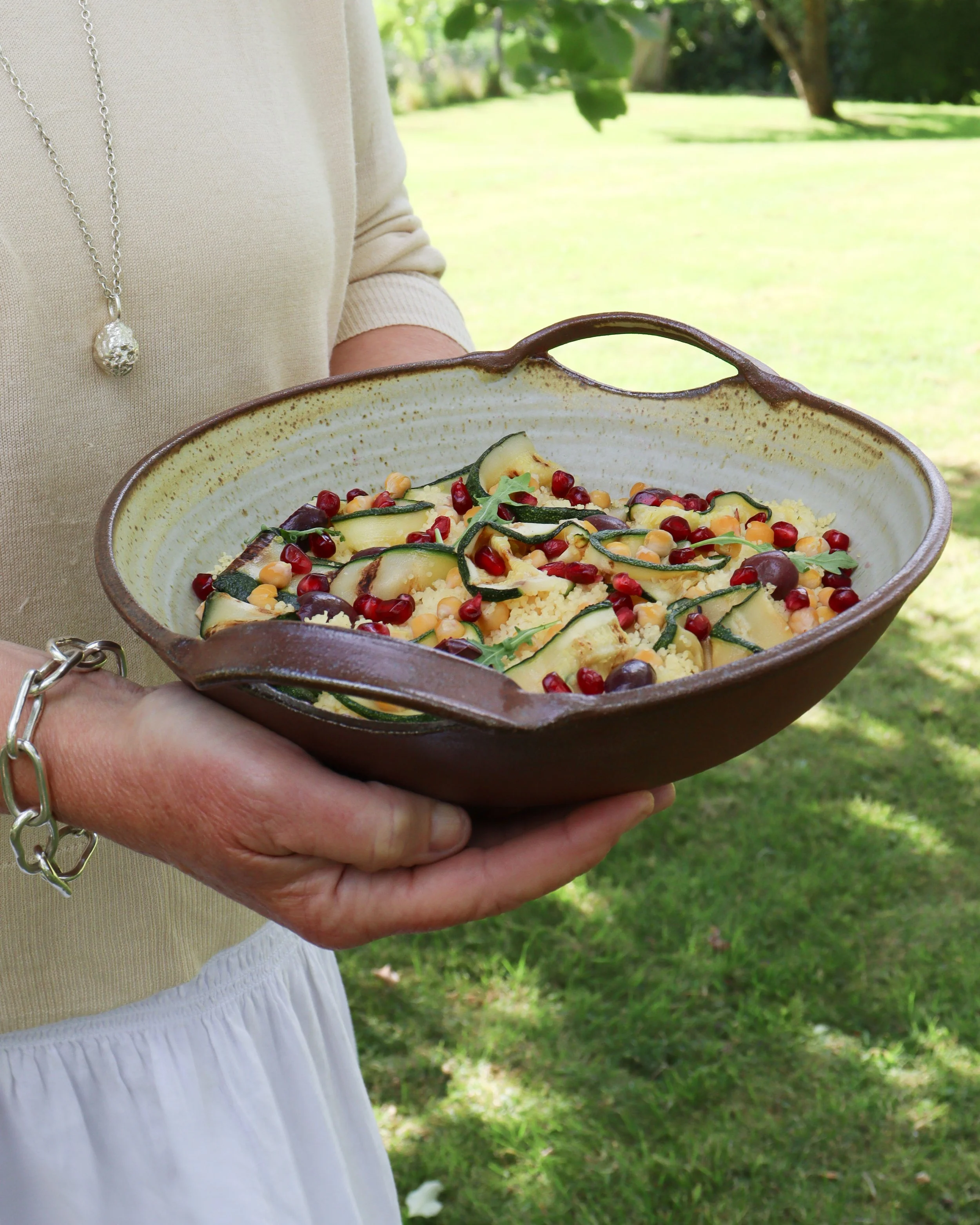 Serving Dish with Handles in Lichen No. 1