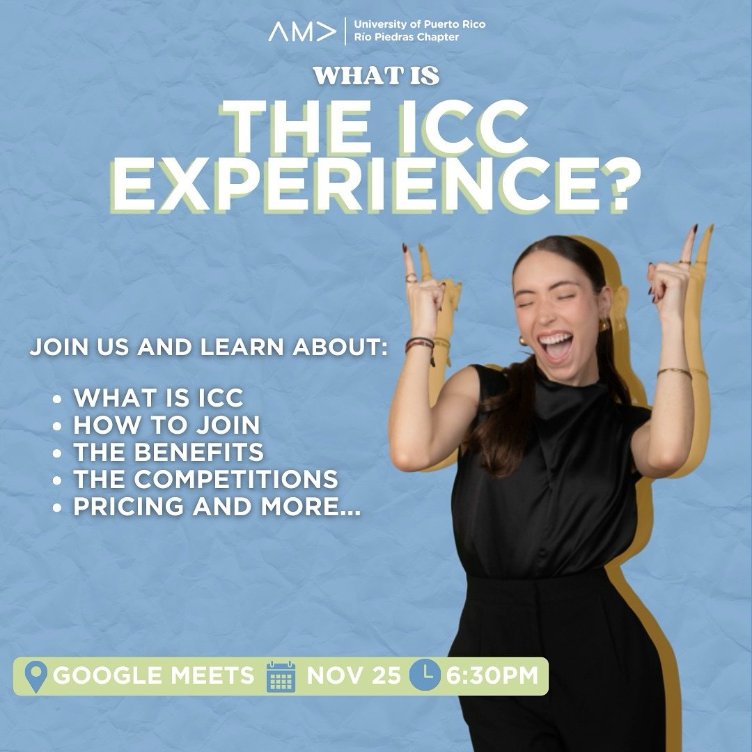 Third time is the charm! Join us this Monday at 6:30pm via Google Meets for our third International Collegiate Conference (ICC) info session! ✈️

Learn all about the conferences, competitions, prices, benefits, and how to join!🙌🏽