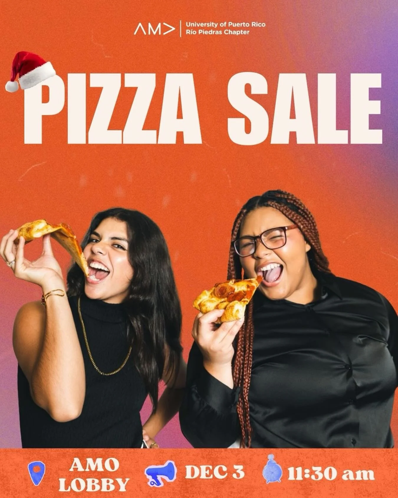 Christmas Pizza Sale 🍕🎄

Craving something merry &amp; delicious? We&rsquo;ve got you!✨ Stop by our Pizza Sale and enjoy a warm slice while supporting our AMA chapter. Every bite helps us keep creating joyful experiences, opportunities, and memorie