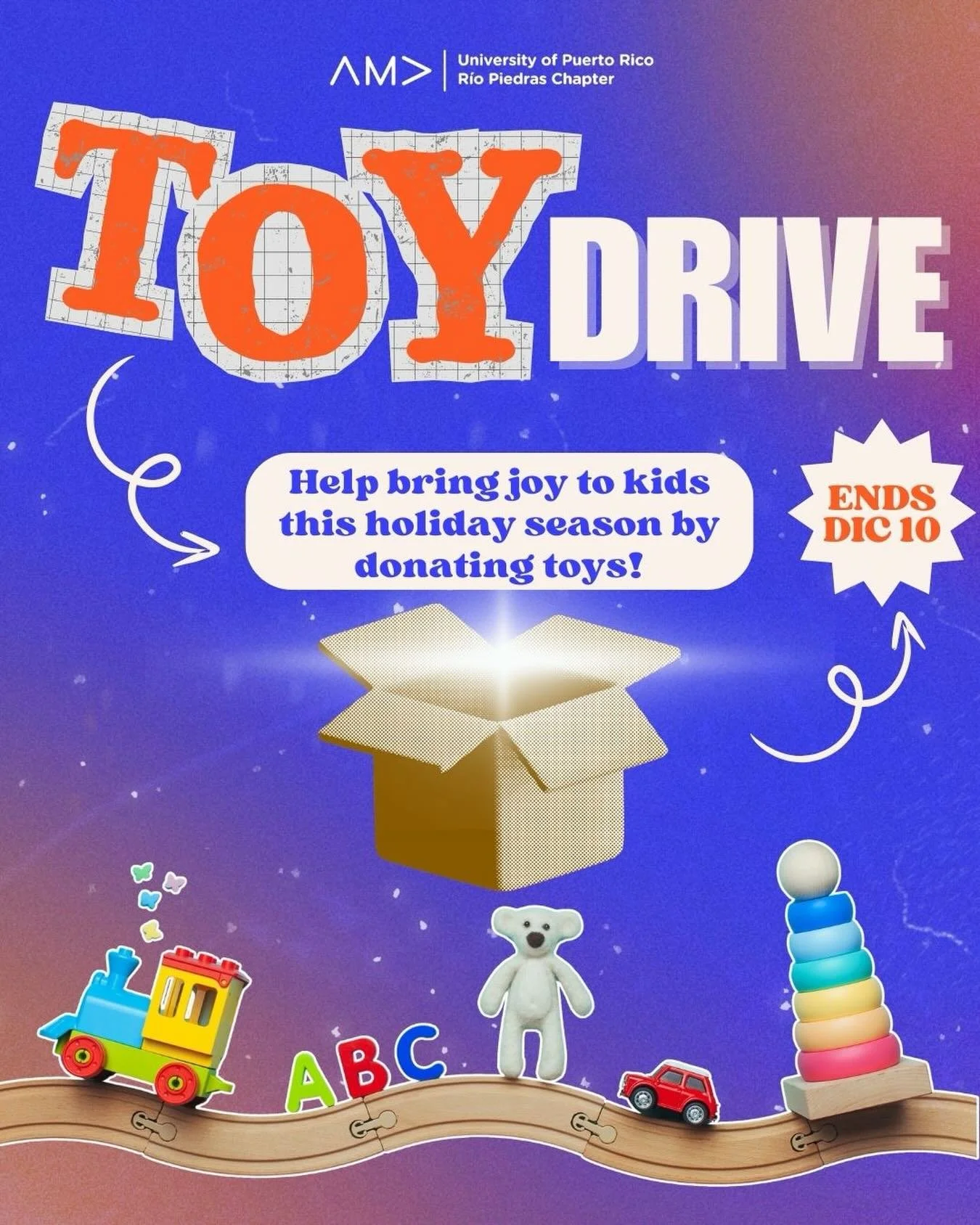 Holiday Toy Drive!🎁

As December approaches, we&rsquo;re excited to launch our Toy Drive from December 1 to 10! We&rsquo;ll be collecting toys to spread joy and make this holiday season a little brighter for children in need. 🧸💙

You can drop off 