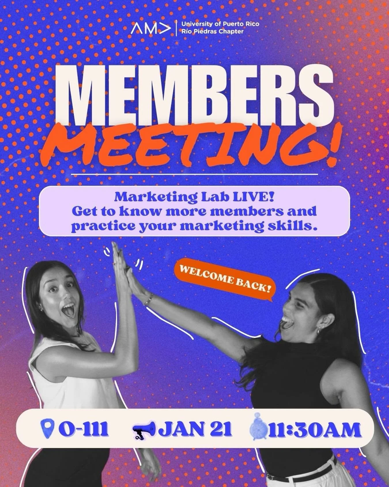 First Members Meeting of the Semester!💙✨

We&rsquo;re officially kicking off a brand-new semester, and we can&rsquo;t wait to reunite with our fAMAly! Join us for our first members meeting as we dive into upcoming events, new opportunities, and ever