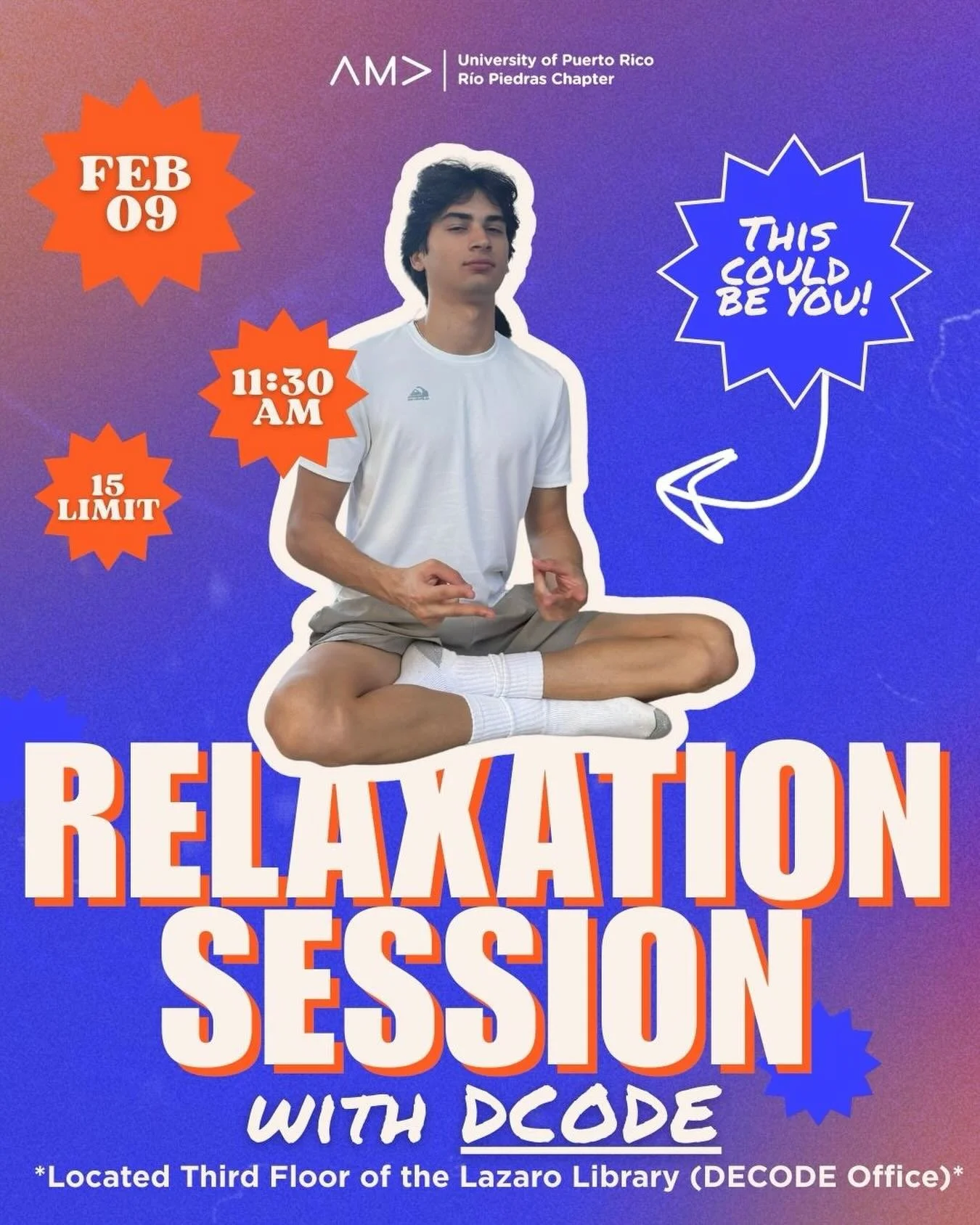 Take a breather, you&rsquo;ve earned it🧘&zwj;♀️✨

Join us for a Relaxation Session with @dcodeuprrp , where students can pause the chaos of the day, unwind, and reconnect through guided relaxation and meditation.
🧠 Reset your mind, 🌿 Relax your bo