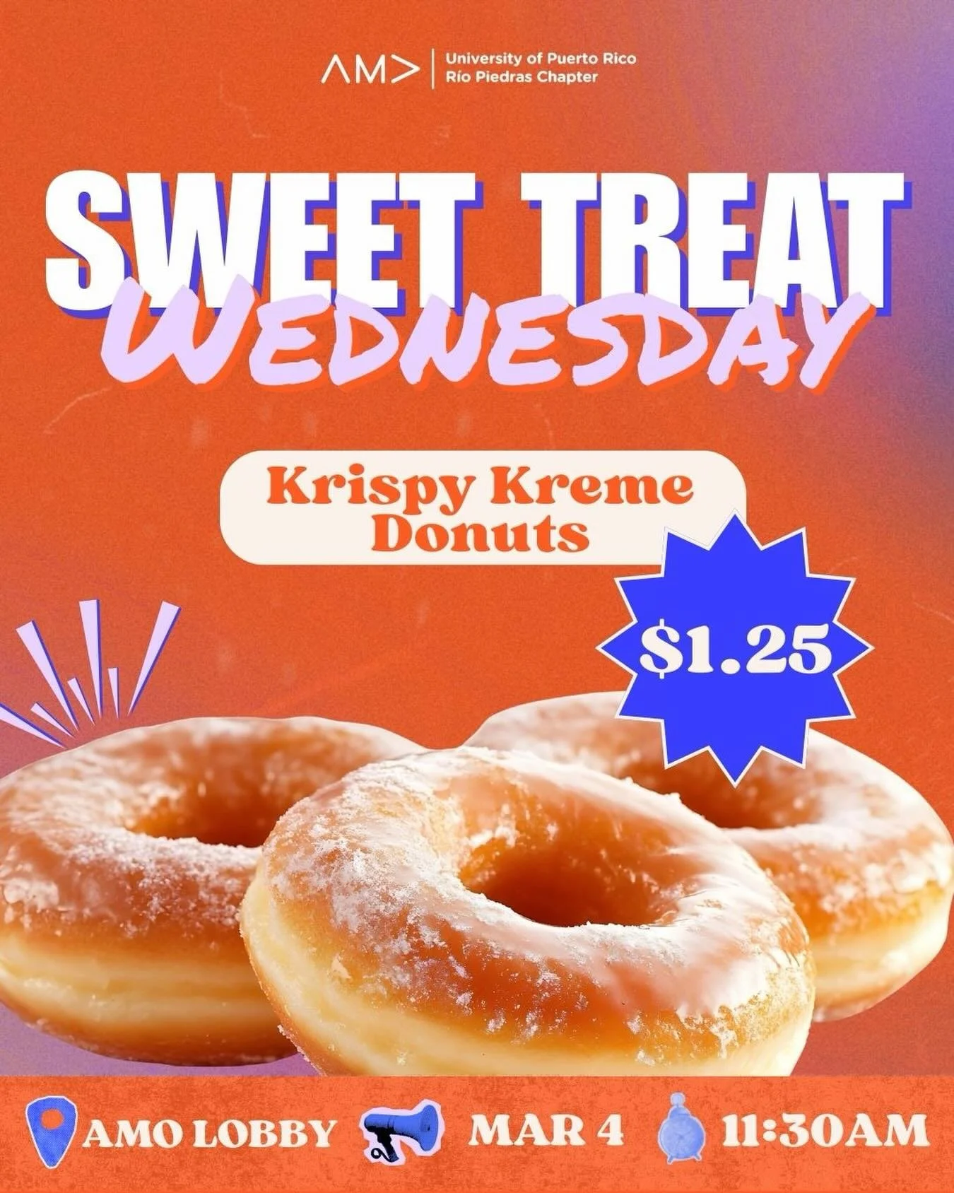 Sweet Treat Wednesday just got sweeter 🍩✨

We&rsquo;re serving up delicious donuts from Krispy Kreme because midweek cravings deserve something iconic.🤍

📅 Date: March 4 
📍 Location: AMO Lobby 
⏰ Time: 11:30am 

Stop by, grab a treat (or two 😉),