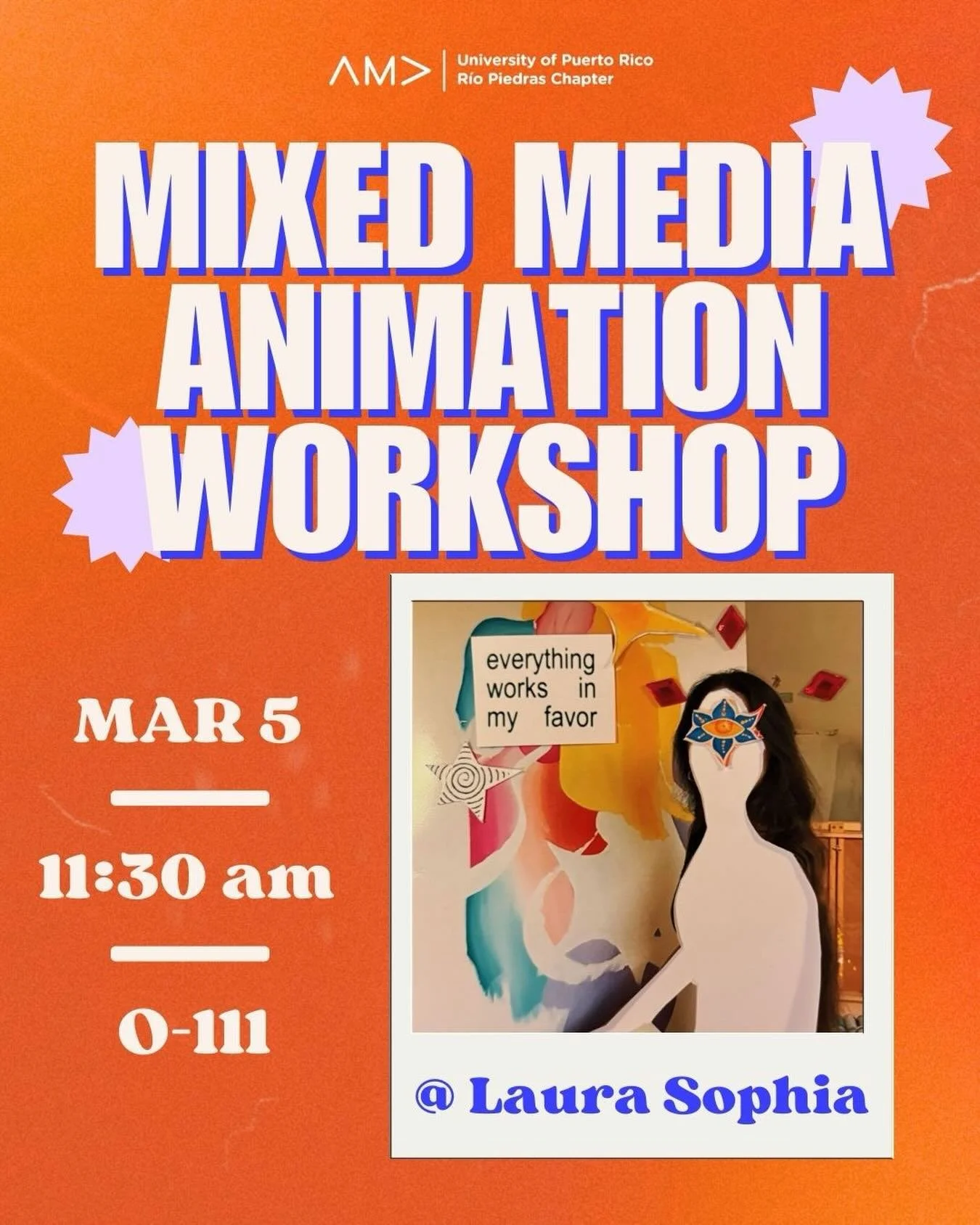 Animate your imagination🎨✨

Join us for an Animation Workshop with @laurasophiasoto , a space to explore, create, and let your imagination run wild.🌟

📅 Date: March 5 
📍 Location: O-111 
⏰ Time: 11:30am 

Strengthen your skills in animation and m