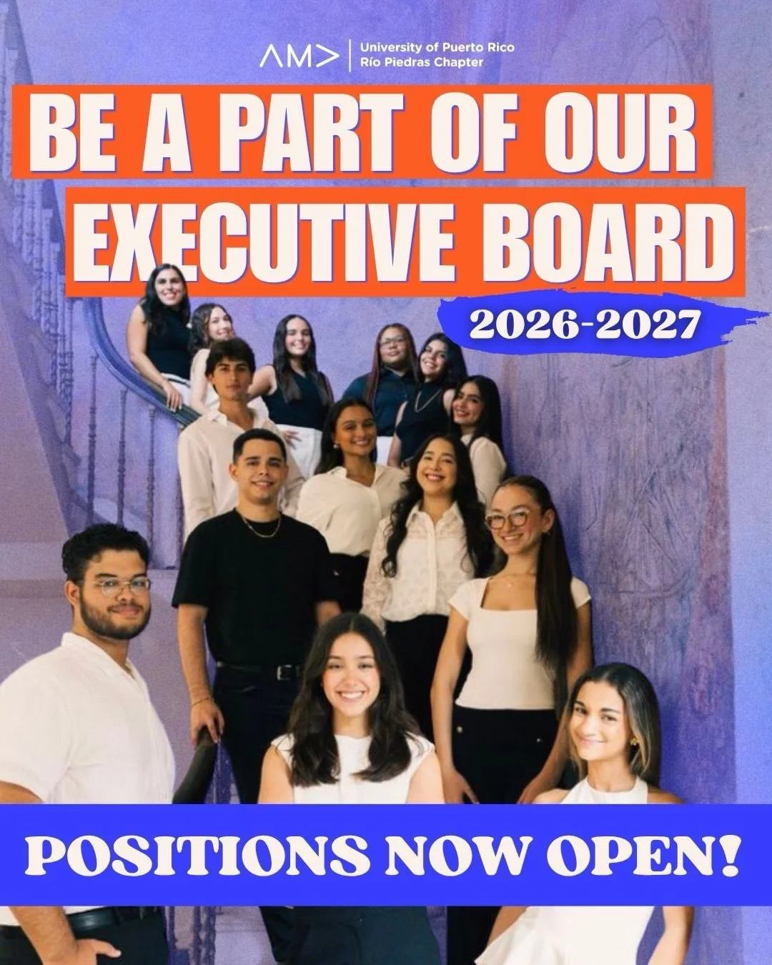 Ready to lead, create, and make your mark? ✨

Applications for the AMA UPRRP E-Board 2026&ndash;2027 are officially OPEN 🚀💼
This is your chance to grow as a leader, gain real experience, and be part of the team shaping the future of marketing on ca