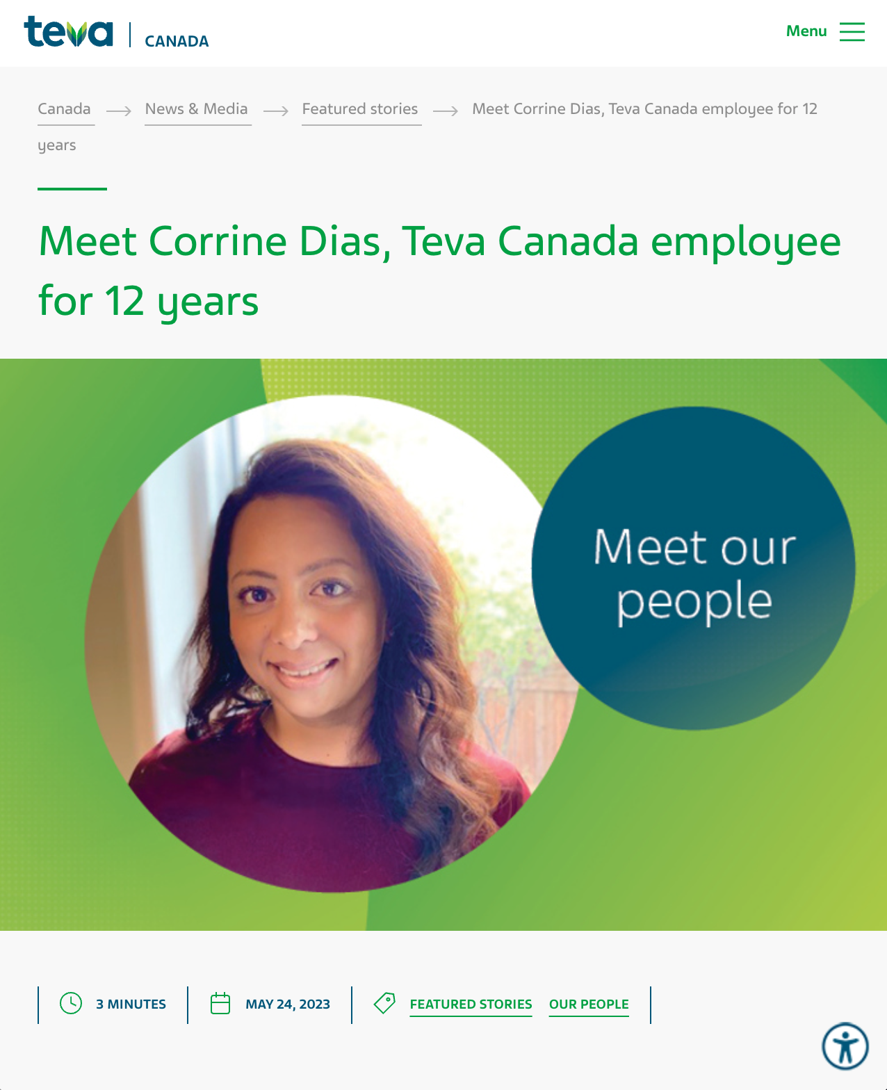 What started as a one-year contract has turned into a long and fulfilling career at Teva Canada