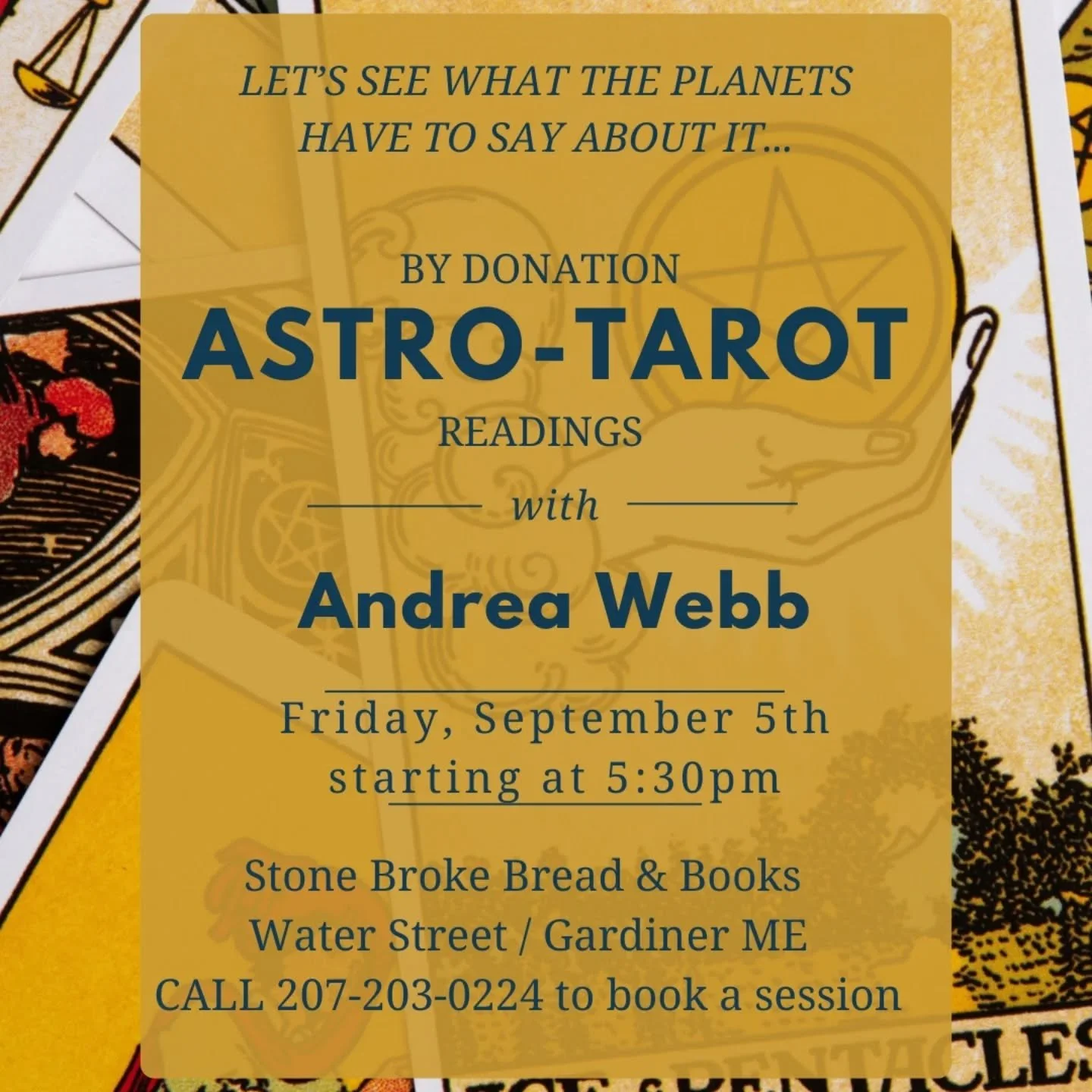 ✨It's HERE✨ 
My favorite night of the month, y'all ~ it's time to Tarot! 
Come and see us at @stone_broke_bread_and_books this Friday evening for some fun 🔥