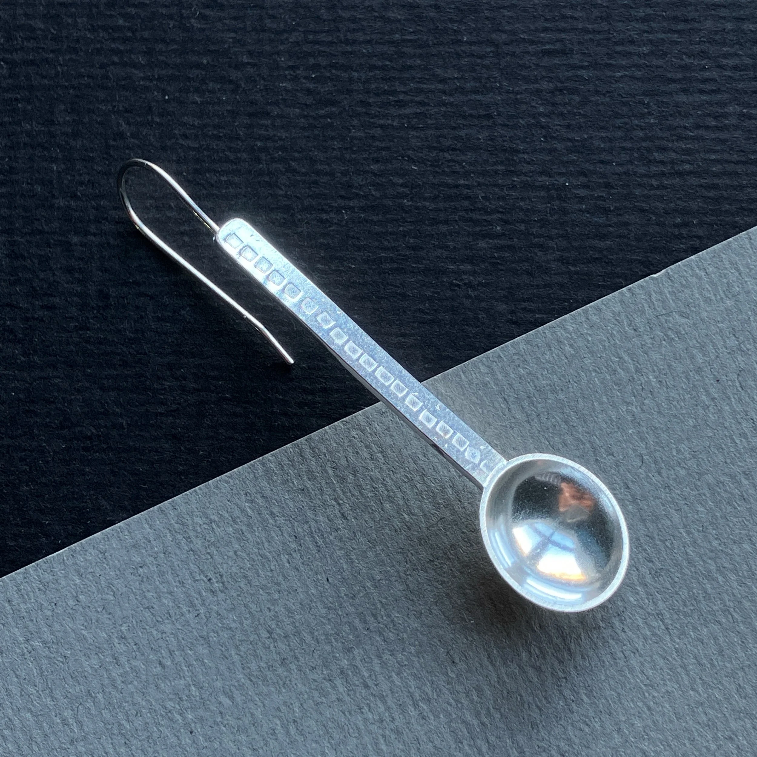 SINGLE Sterling silver spoon dangle earring