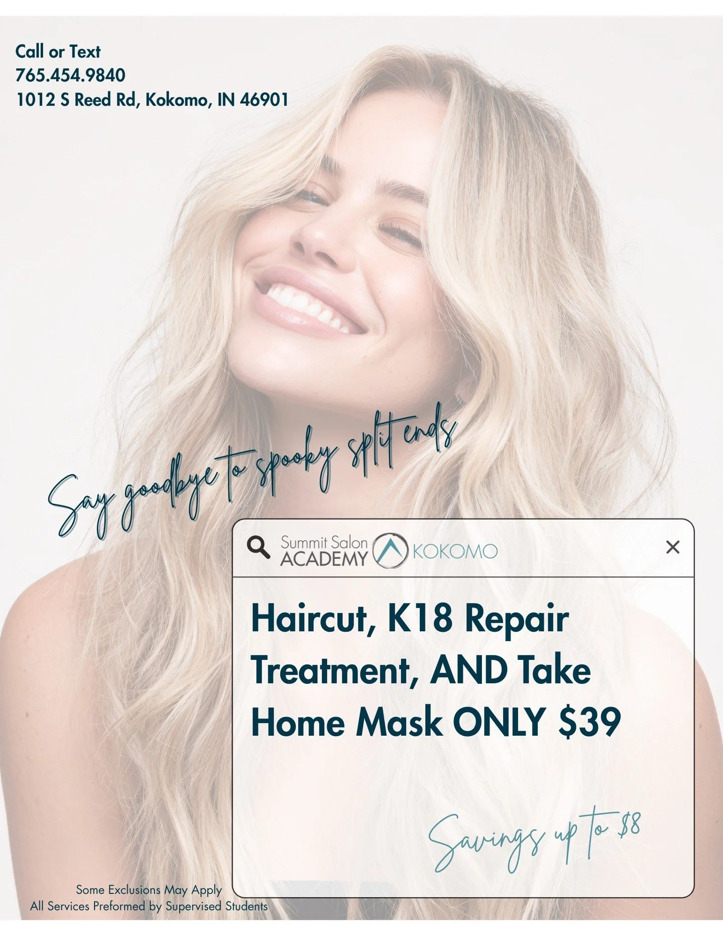 Current Promotion! #SSAKOKOMO #SummitSalonAcademy #KokomoBeauty #KokomoIndiana #SalonEducation  #KokomoBarbers #BarberingSkills #Cosmetology #KokomoCosmetology  #KokomoNails  #MassageTherapy #KokomoMassage #Skincare #Esthetics #KokomoEsthetics #Suppo