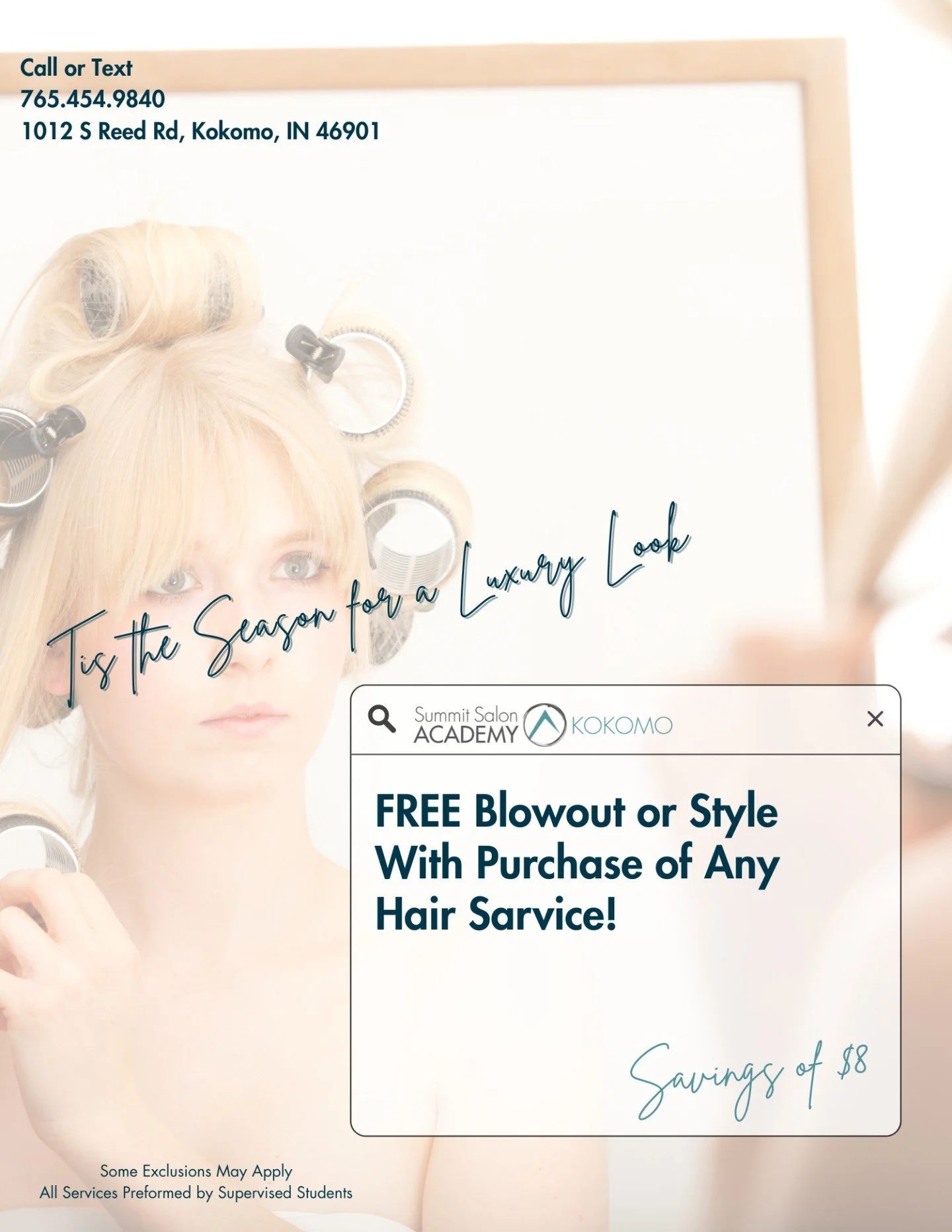 Book your free blowout or style today! #SSAKOKOMO #SummitSalonAcademy #KokomoBeauty #KokomoIndiana #SalonEducation #KokomoBarbers #BarberingSkills #Cosmetology #KokomoCosmetology #KokomoNails #MassageTherapy #KokomoMassage #Skincare #Esthetics #Kokom
