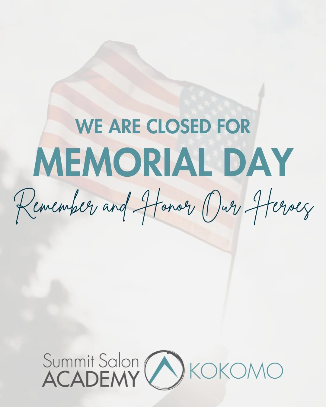 We will be closed on May 25 in observance of Memorial Day 🇺🇸 Taking a moment to honor and remember.

We&rsquo;ll reopen with normal hours the following day #SSAKOKOMO #SummitSalonAcademy #KokomoBeauty #KokomoIndiana #SalonEducation  #KokomoBarbers 