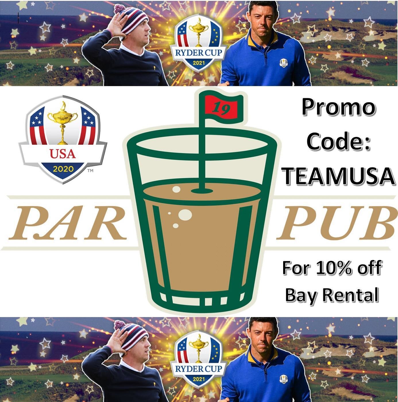 The Ryder Cup is right around the corner! Cheer on Team USA at The Par Pub! Use Promo Code: TEAMUSA for 10% off your bay rental from September 24th - September 26th. Ice cold beer in the cooler and 4 local Craft Beers on Draft. 
-
-
-
#golf #golfsimu