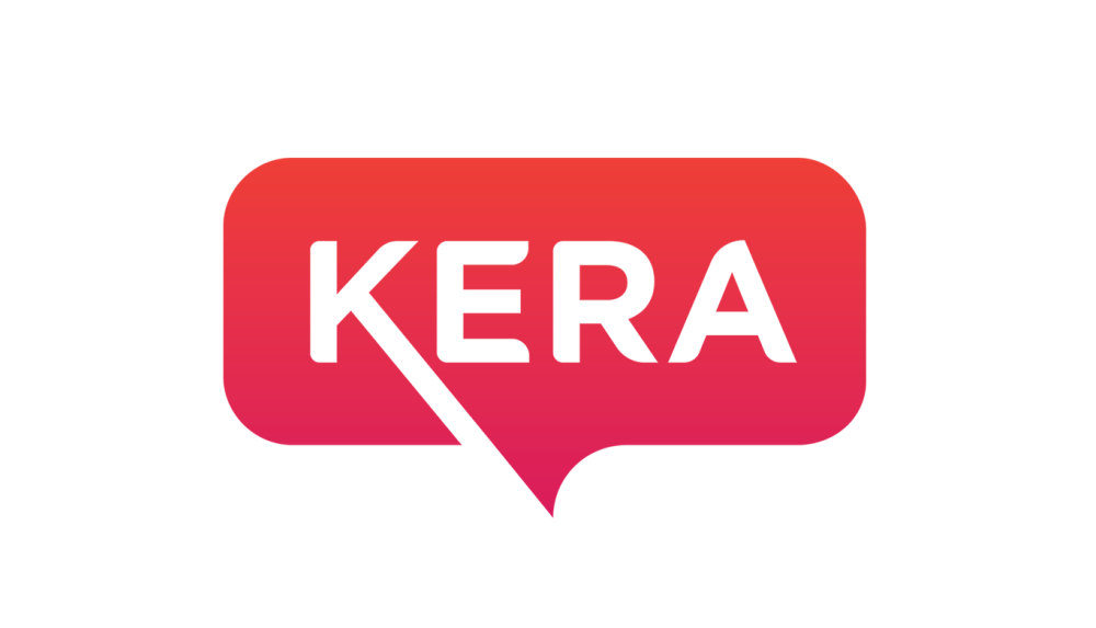 KERA logo with red and pink speech bubble design