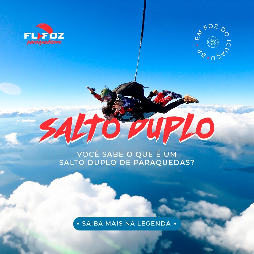 O salto tandem, tamb&eacute;m conhecido como Salto Duplo, &eacute; a sua porta de entrada para o mundo do paraquedismo. &Eacute; um salto de paraquedas onde um instrutor altamente treinado e qualificado salta com voc&ecirc;, utilizando um paraquedas 