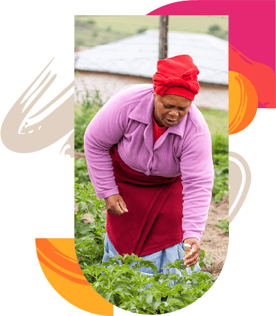 A Black farmer observing her plants
