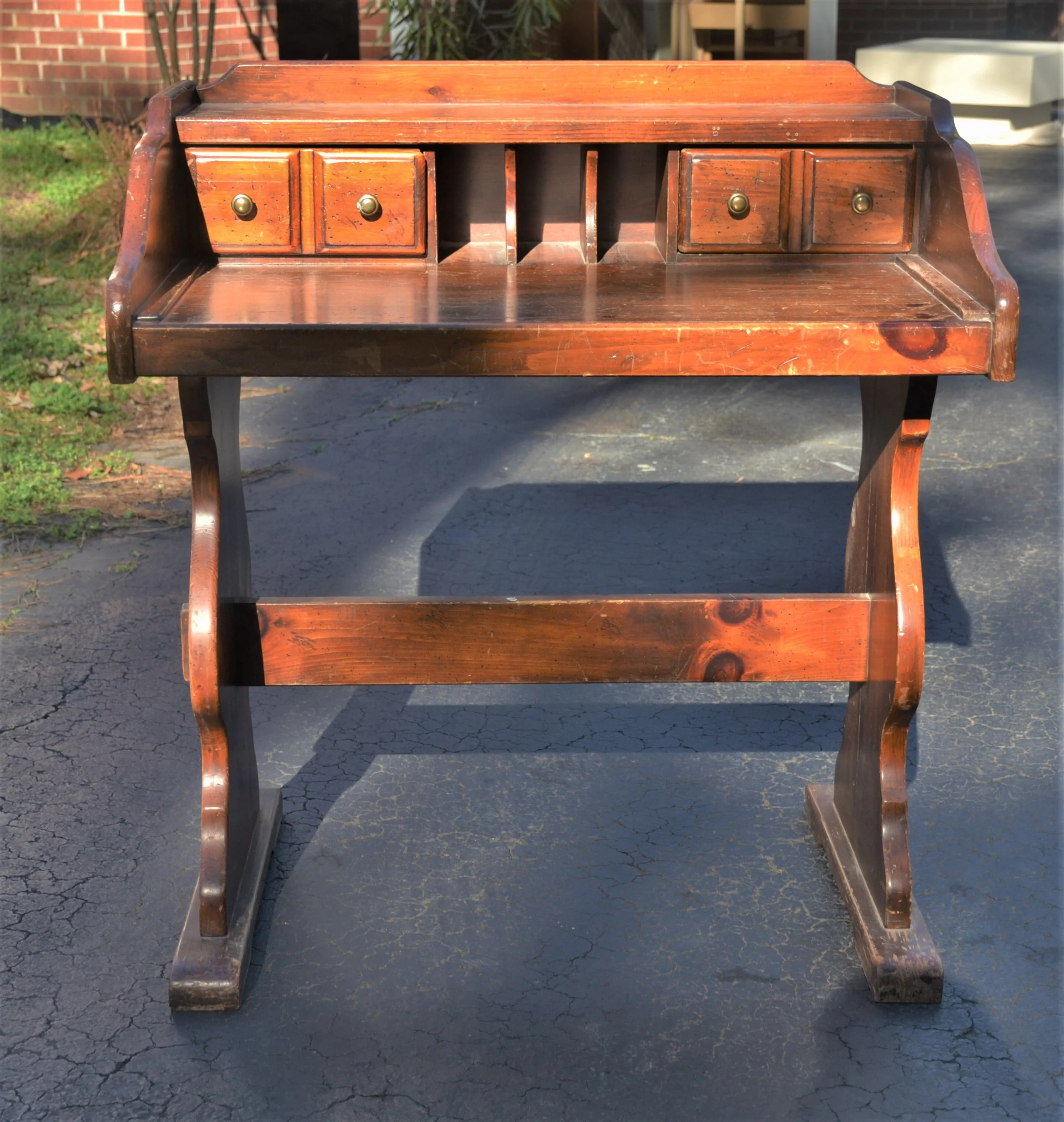 Thrift store furniture flip vintage wood desk before restoration