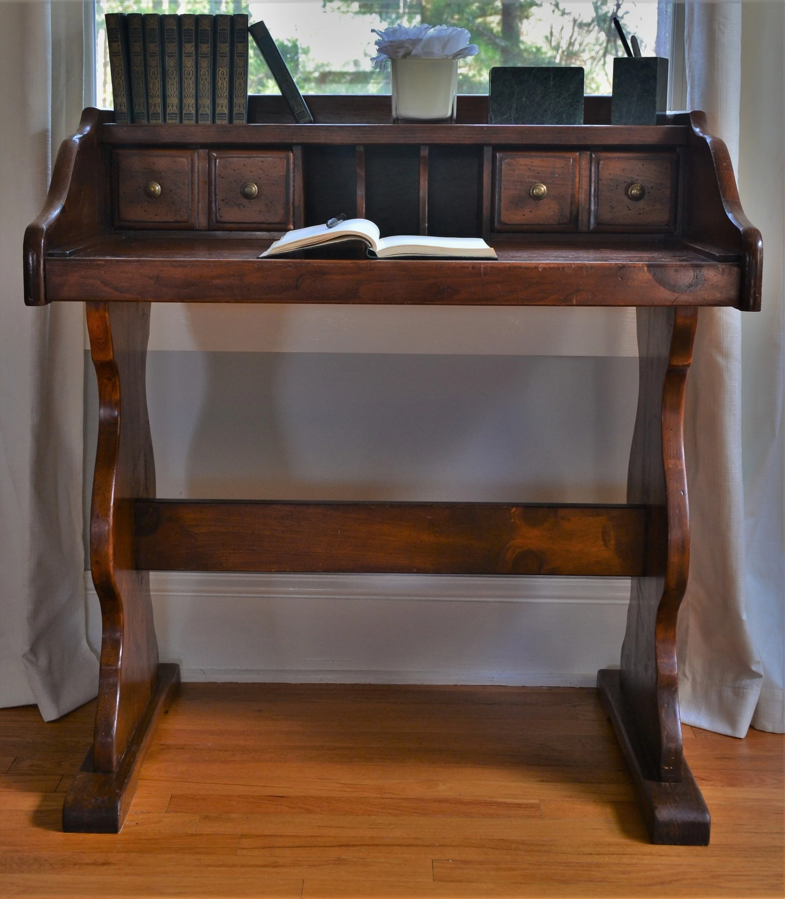 Thrift store furniture flip vintage desk after transformation