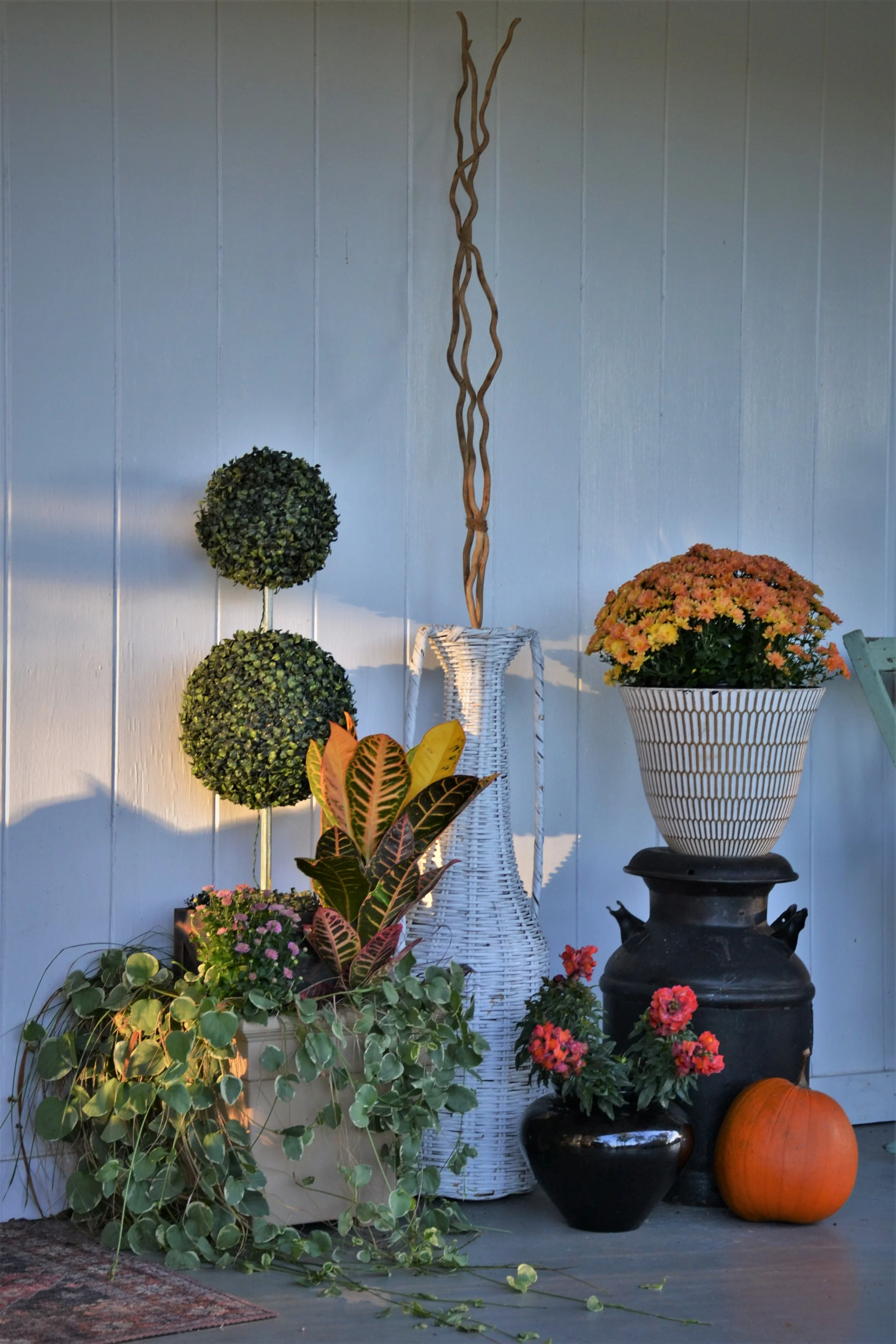 front porch fall decorating ideas rustic autumn arrangement