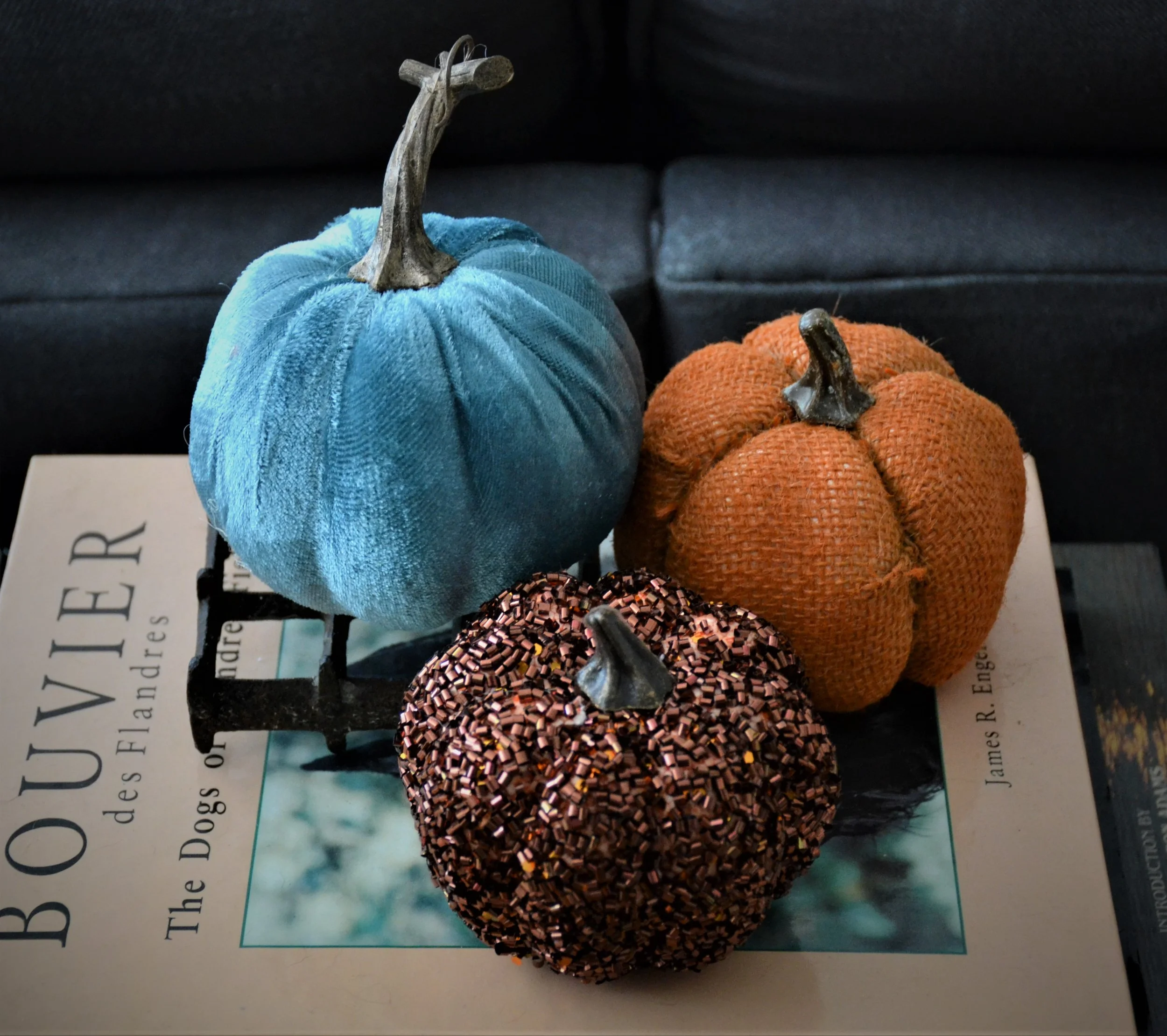  3 various style pumpkins purchased from Dollar Tree 