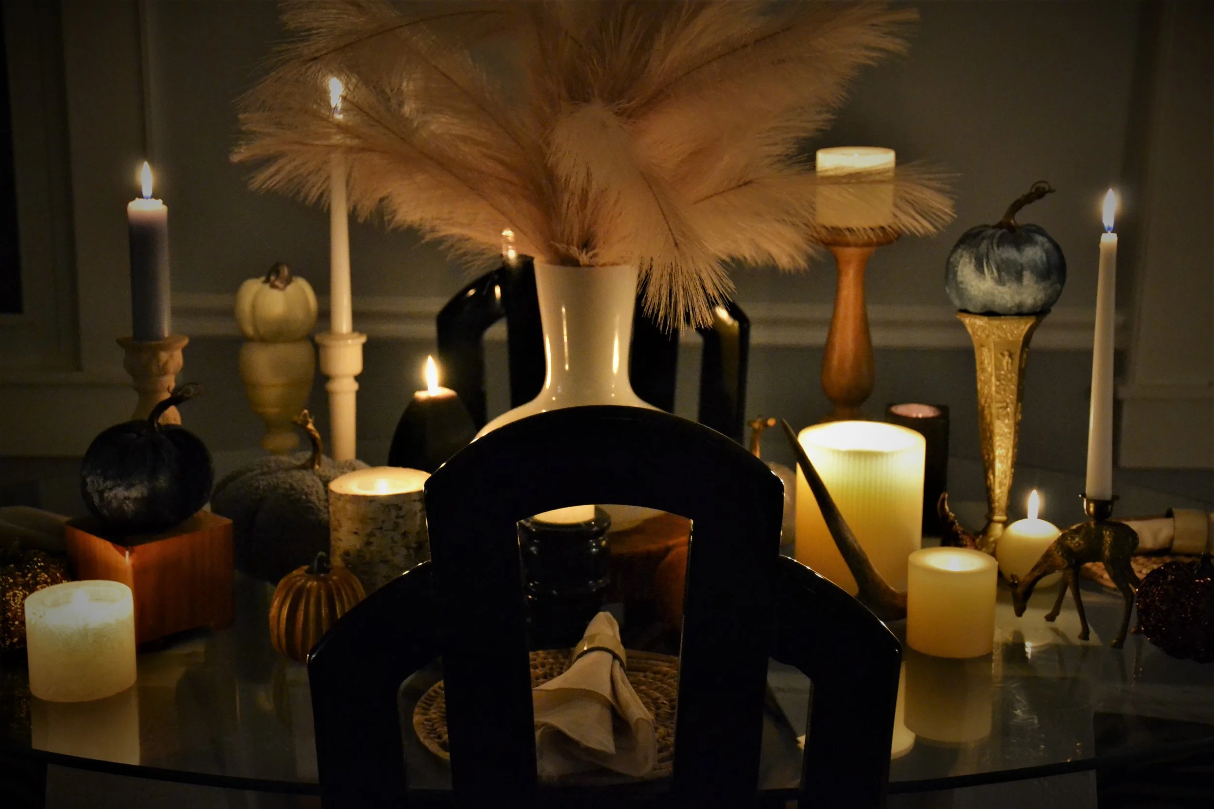 Spooky halloween porch decor with lighting and fog