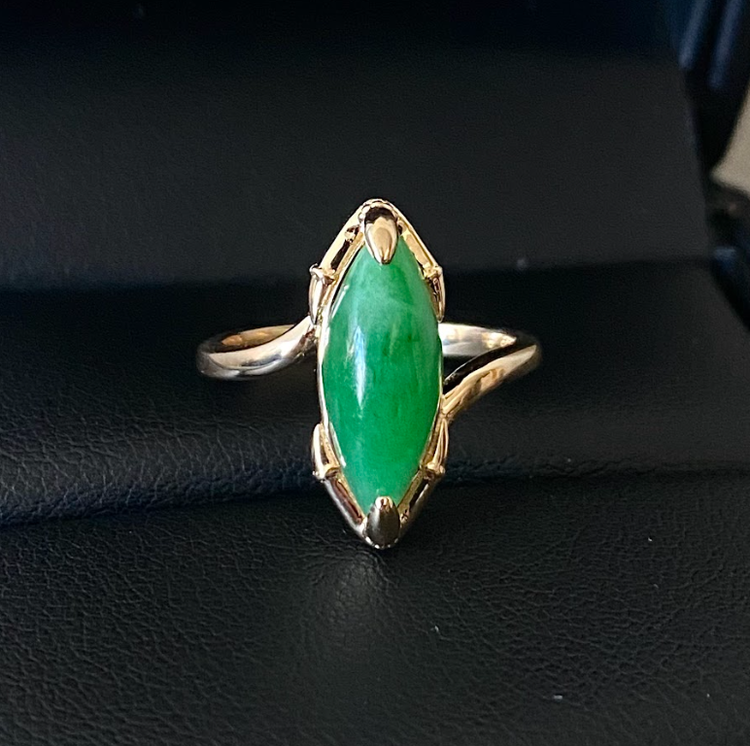 Custom jade raven engagement ring