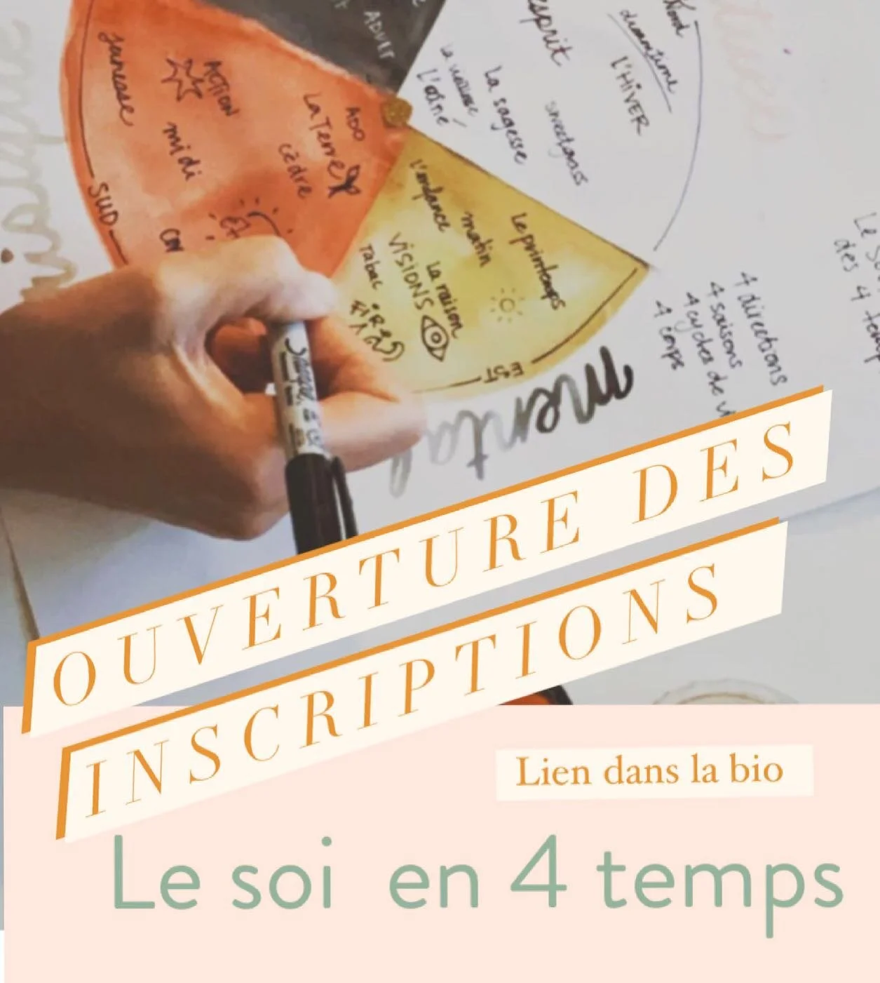 OUVERTURE DES INSCRIPTIONS 
Le Soi en 4 TEMPS

Si vous sentez l&rsquo;appel de faire plus de place &agrave; votre cr&eacute;ativit&eacute; et d&rsquo;utiliser l&rsquo;art comme outil d&rsquo;introspection je vous invite &agrave; vous joindre &agrave;