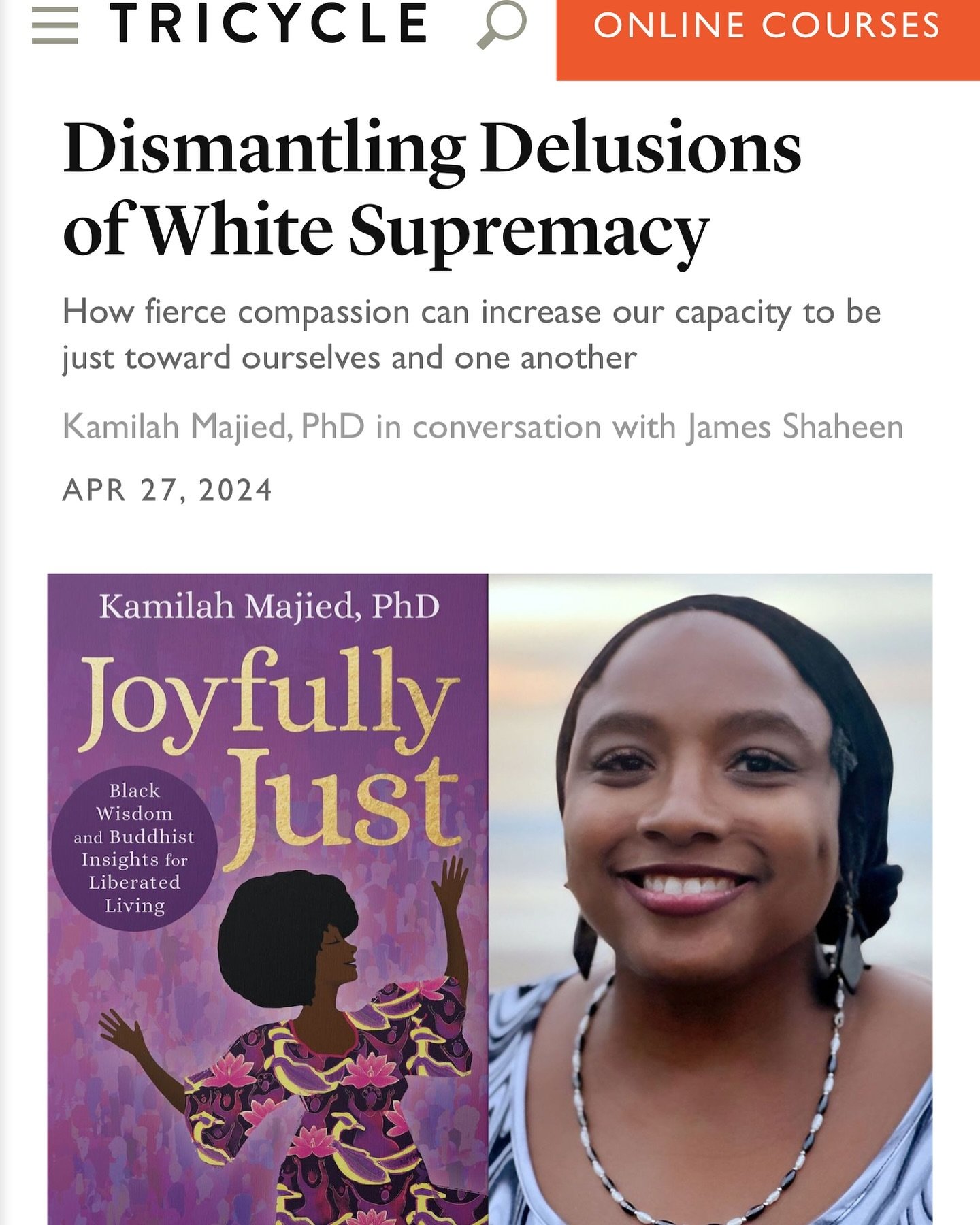Recently I was a guest on the Tricycle Talks podcast, hosted by Tricycle&rsquo;s editor-in-chief, James Shaheen. I talked about some of the topics explored in my new book, &ldquo;Joyfully Just: Black Wisdom and Buddhist Insights for Liberated Living,