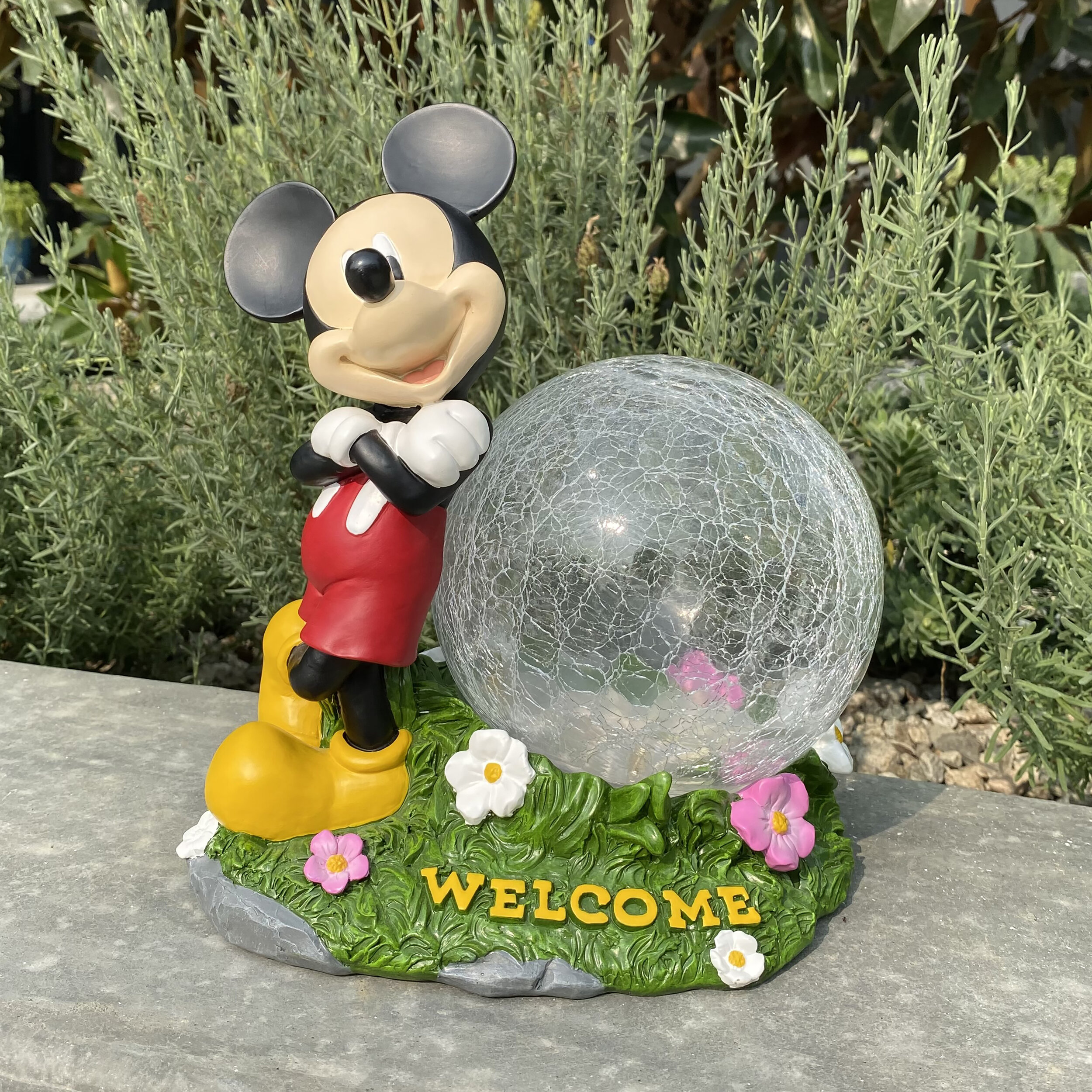 MICKEY SOLAR GARDEN STATUE WITH CRACKLE GLASS BALL_4.jpg