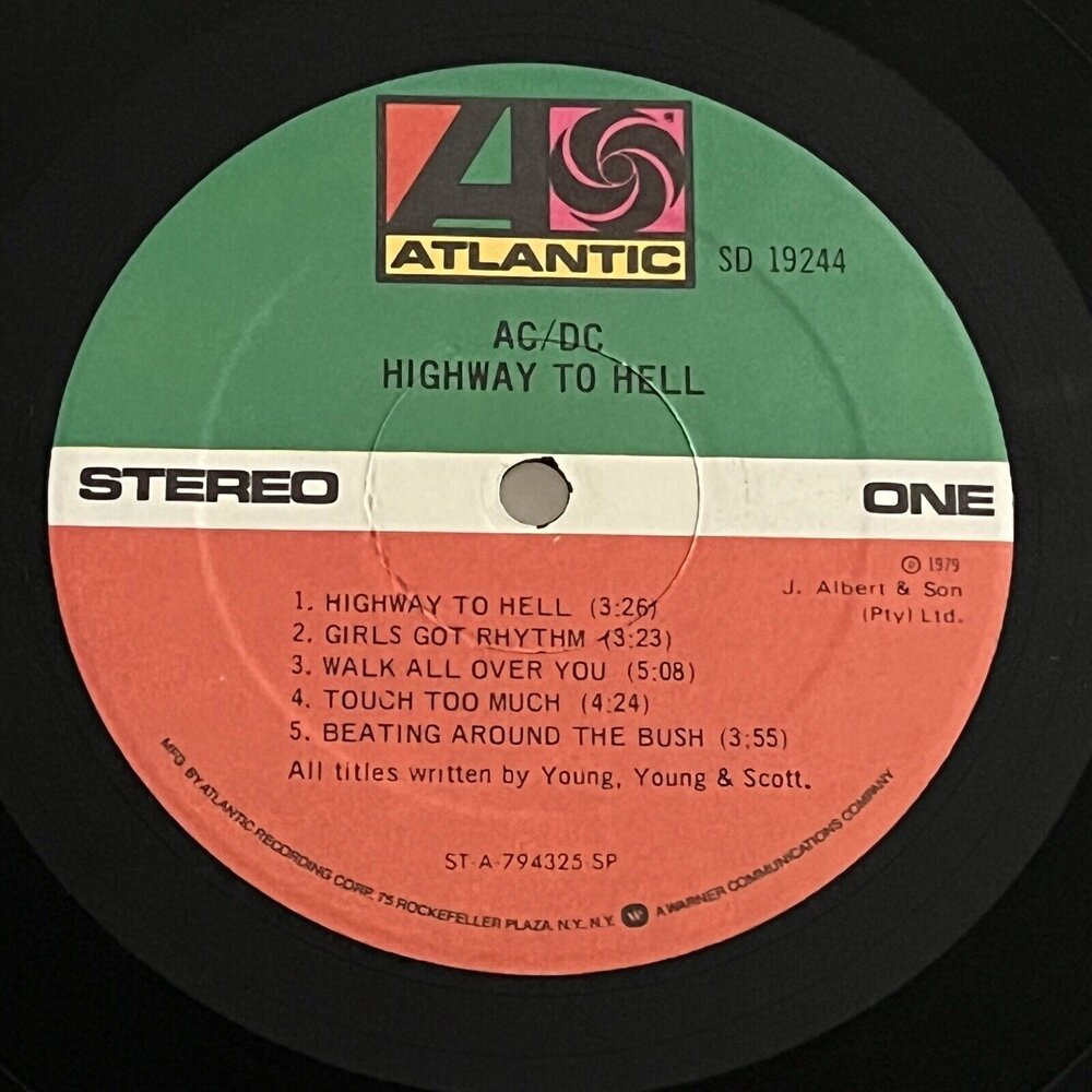 AC/DC ‎– Highway To Hell - Atlantic ‎– SD LP, US — Bossa 'N Roll Records