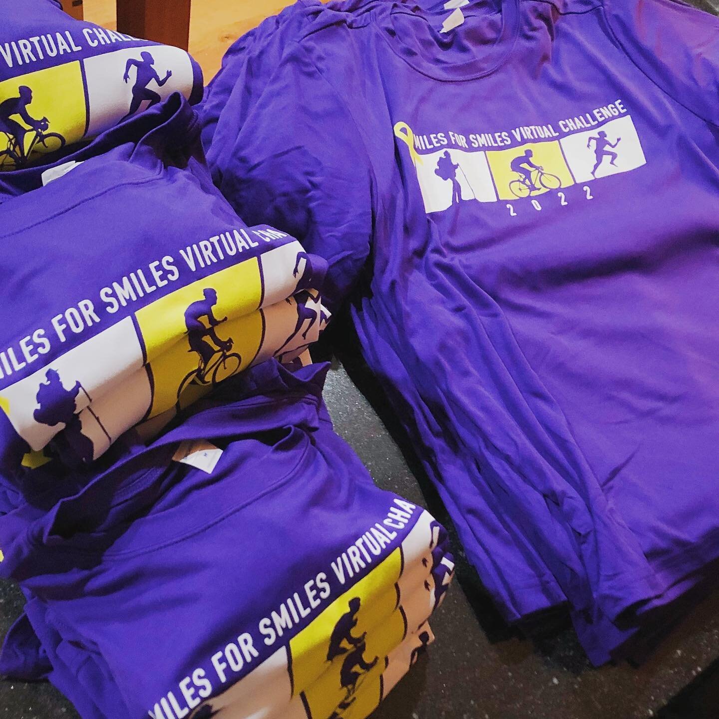 We are 20 days away from the Miles For Smiles Virtual Challenge!!! Shirts are in and headed your way💌 keep an eye out for a little purple package over the next couple of weeks!

Late registration is open in the link in our bio until 4/30💛💜 #keepsm