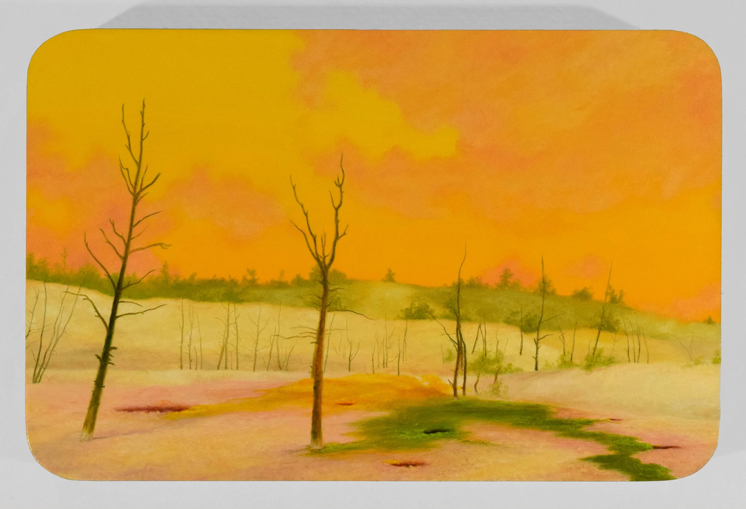 Cobi Moules, "Hotspot (It’s Alive, Exists, and Can Bear Under Full Phaser Power)," 2026. Oil on panel, 6"x9 1/4"x1 3/8"
