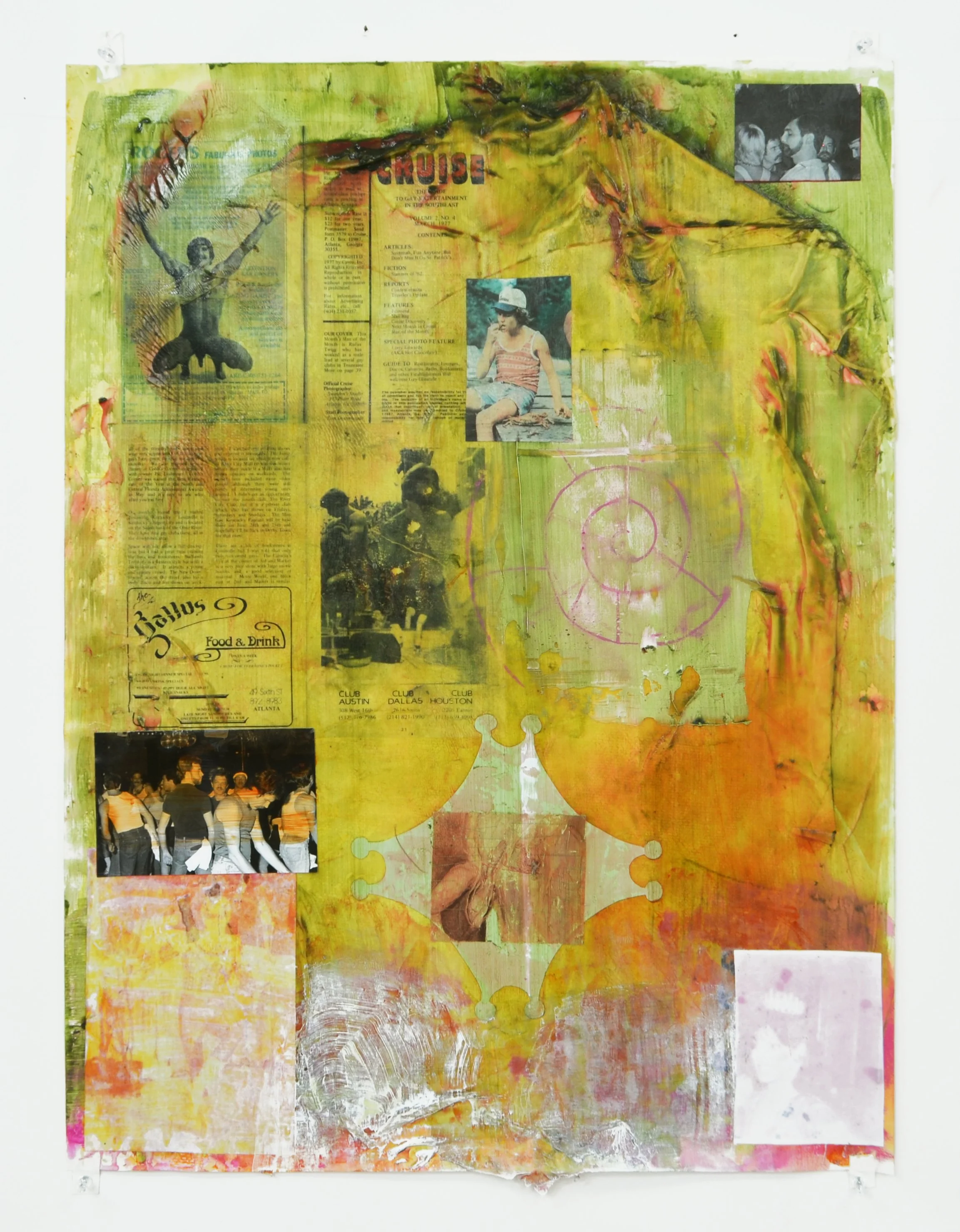Jacob Todd Broussard, "Relativity Clock 3," 2026. Acrylic and mixed media on watercolor paper, 22.5"x30.5"