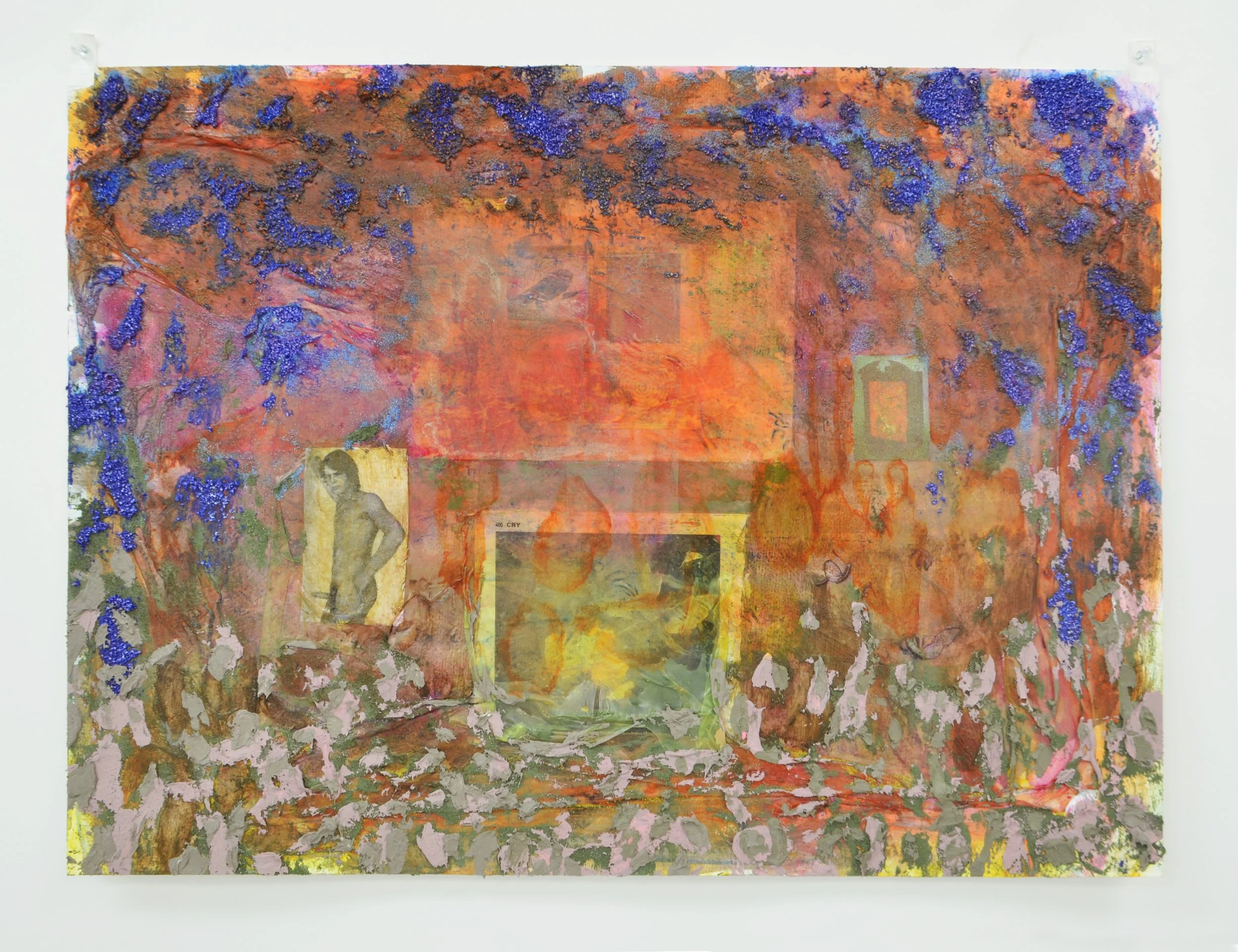 Jacob Todd Broussard, "Relativity Clock 1," 2026. Acrylic and mixed media on watercolor paper, 22.5"x30.5"
