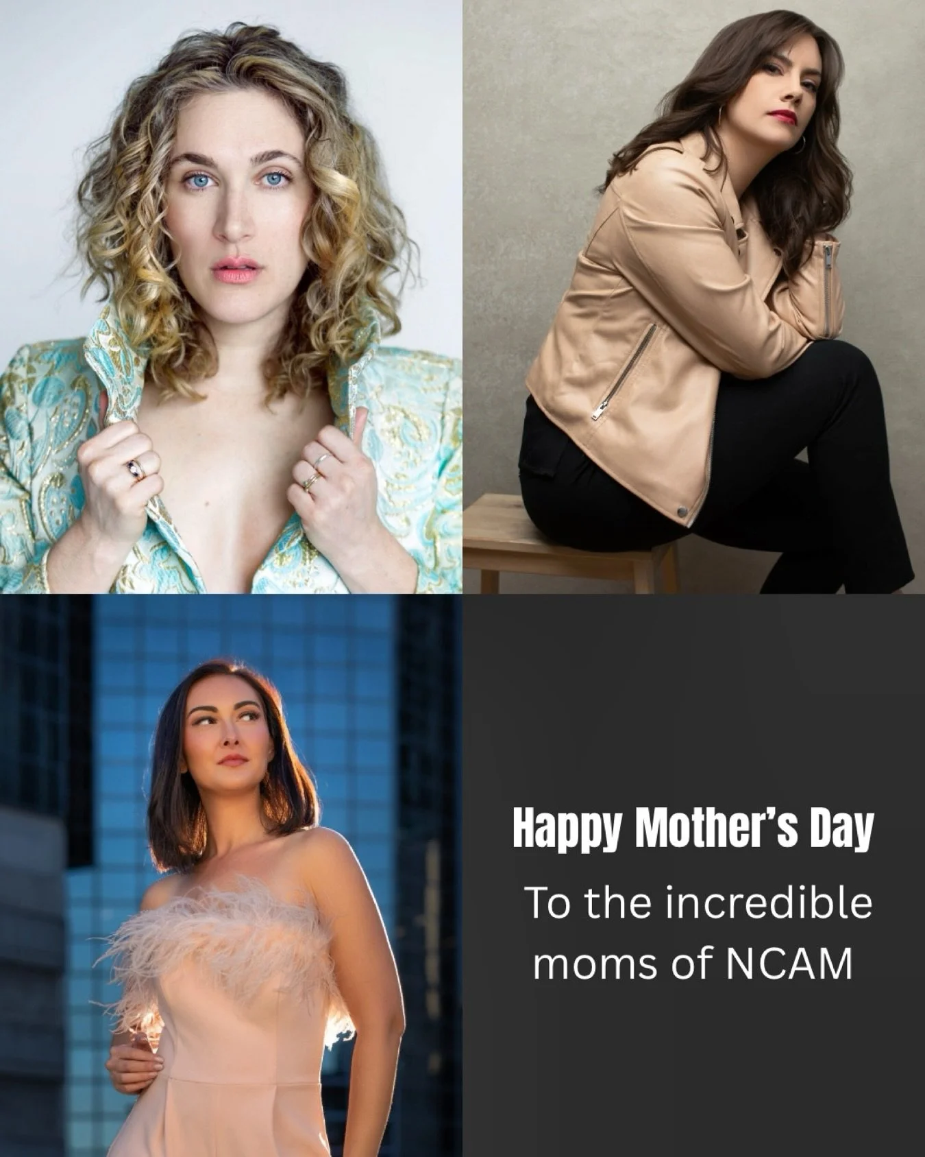 Being a mom is monumental. Being an opera mom? That’s next-level.
Today we celebrate the powerhouse women of NCAM who are raising families while commanding the stage with grace, grit, and artistry. 
Happy Mother’s Day to the incredible
