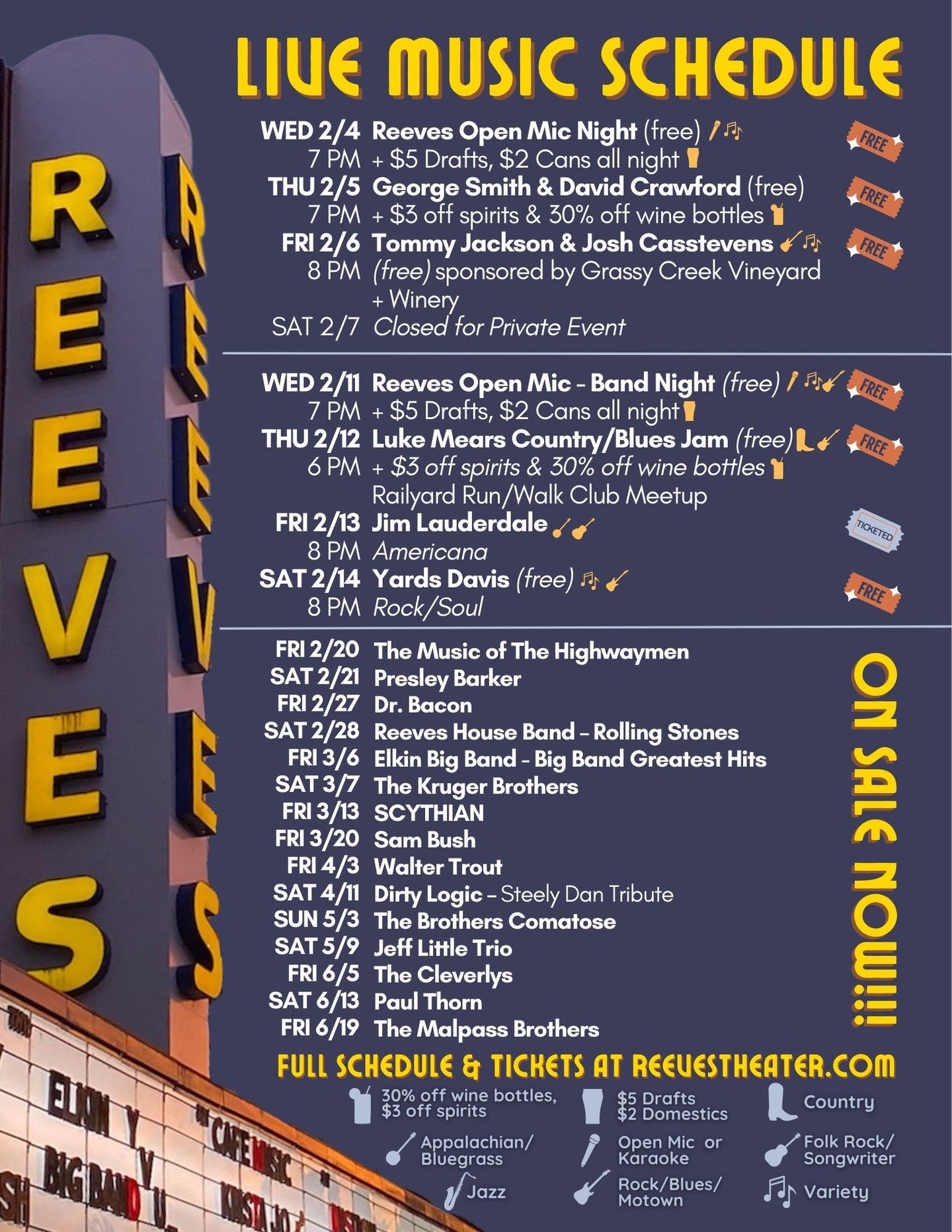 When a small business has to close for more than a week due to this weather, we really feel it. If you can, please go ahead and purchase tickets in advance to some of our fabulous upcoming shows, or email us about grabbing a gift card!
ㅤ
😍 If you're