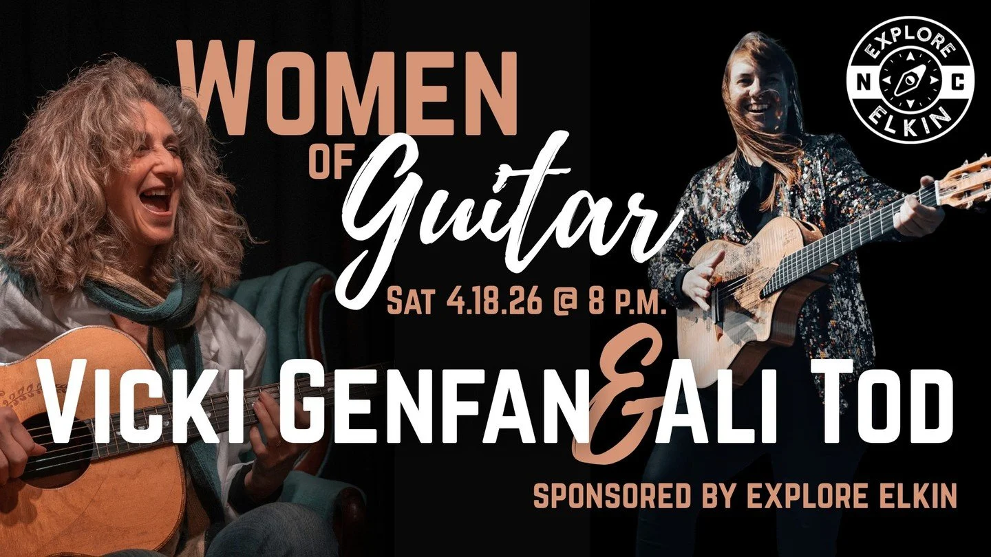 Thanks to @exploreelkin for sponsoring this incredible event on April 18 @vickigenfan  featuring two powerhouse guitar players Vicki Genfan and Ali Tod! Tickets are on sale now at ReevesTheater.com.
ㅤ
After winning the esteemed Guitar Player Magazine