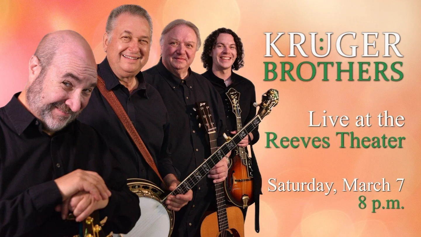 Tonight! Some tickets are still available to hear legendary Bluegrass musicians The Kruger Brothers at 8 p.m.  Grab yours now at ReevesTheater.com
ㅤ
#reeves #reevestheater #elkinnc #yadkinvalley #livemusic #concert #ncmusic #bar #ncbeer #ncwine #nort