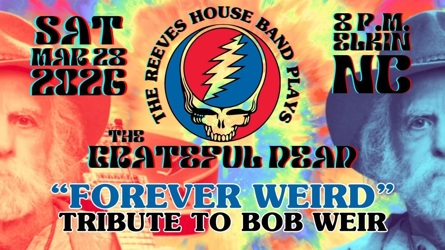 We're ONE WEEK AWAY from the Reeves House Band's tribute to Bob Weir of the Grateful Dead.
ㅤ
Enjoy your favorite Dead songs and remember this incredible musician's legacy in a community of music lovers.
ㅤ
Tickets still available at ReevesTheater.com!