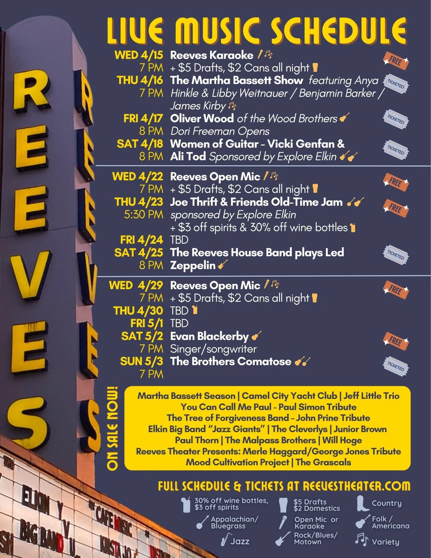 More incredible music coming up at the Reeves!