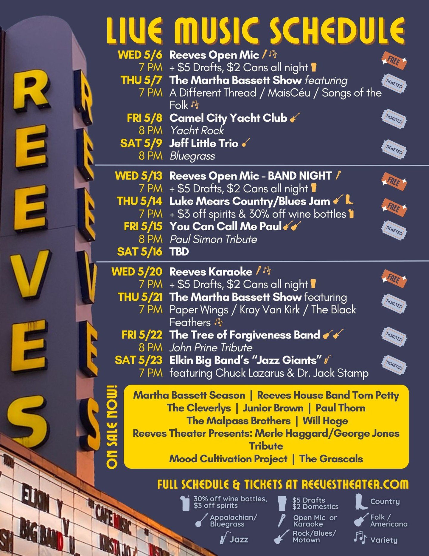 So many great reasons to visit the Reeves!!!
ㅤ
#reevestheater #elkinnc #concert #livemusic #smalltownbigsound