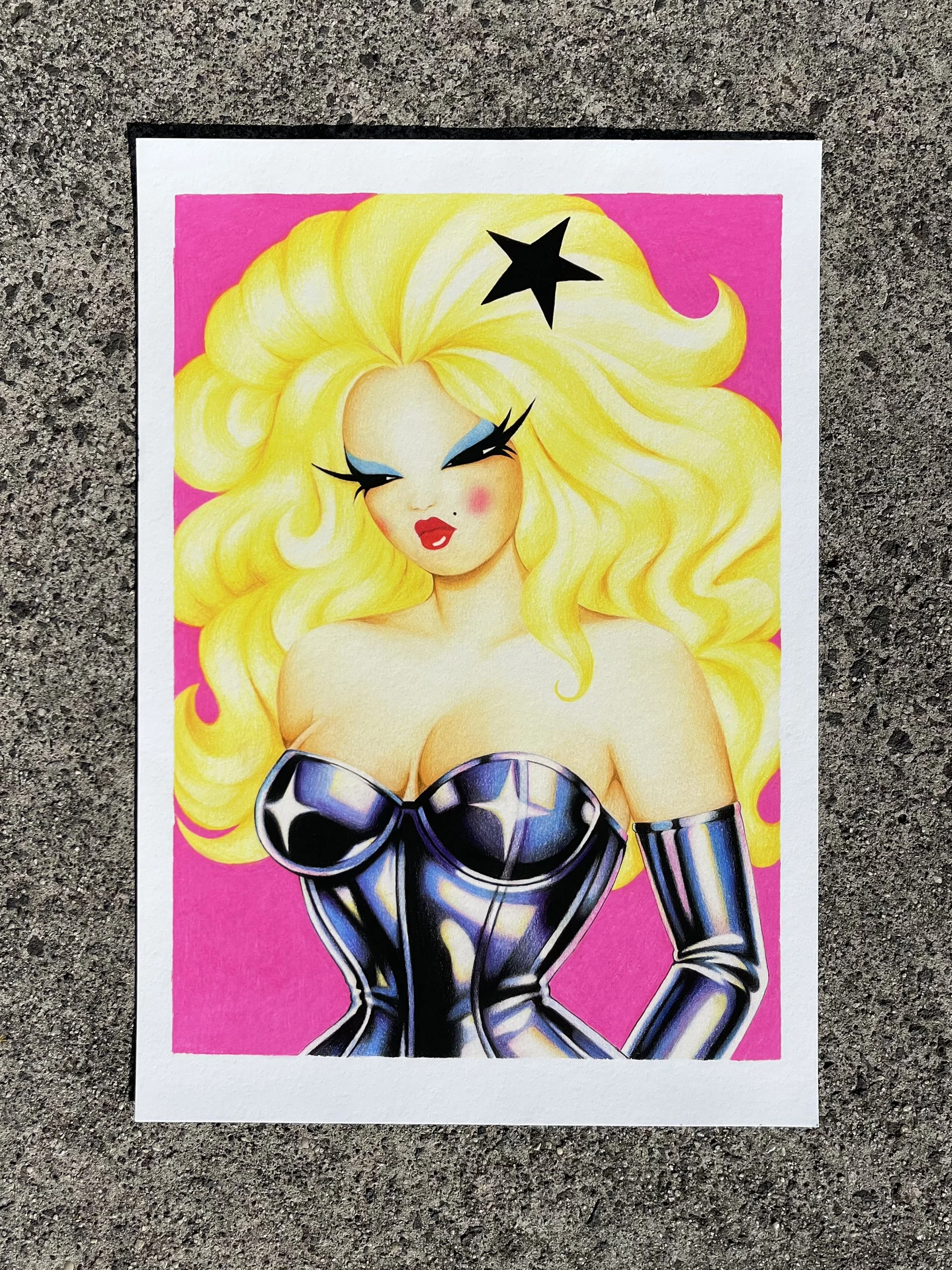 A3 LATEX GIRL FINE ART PRINT - Pink