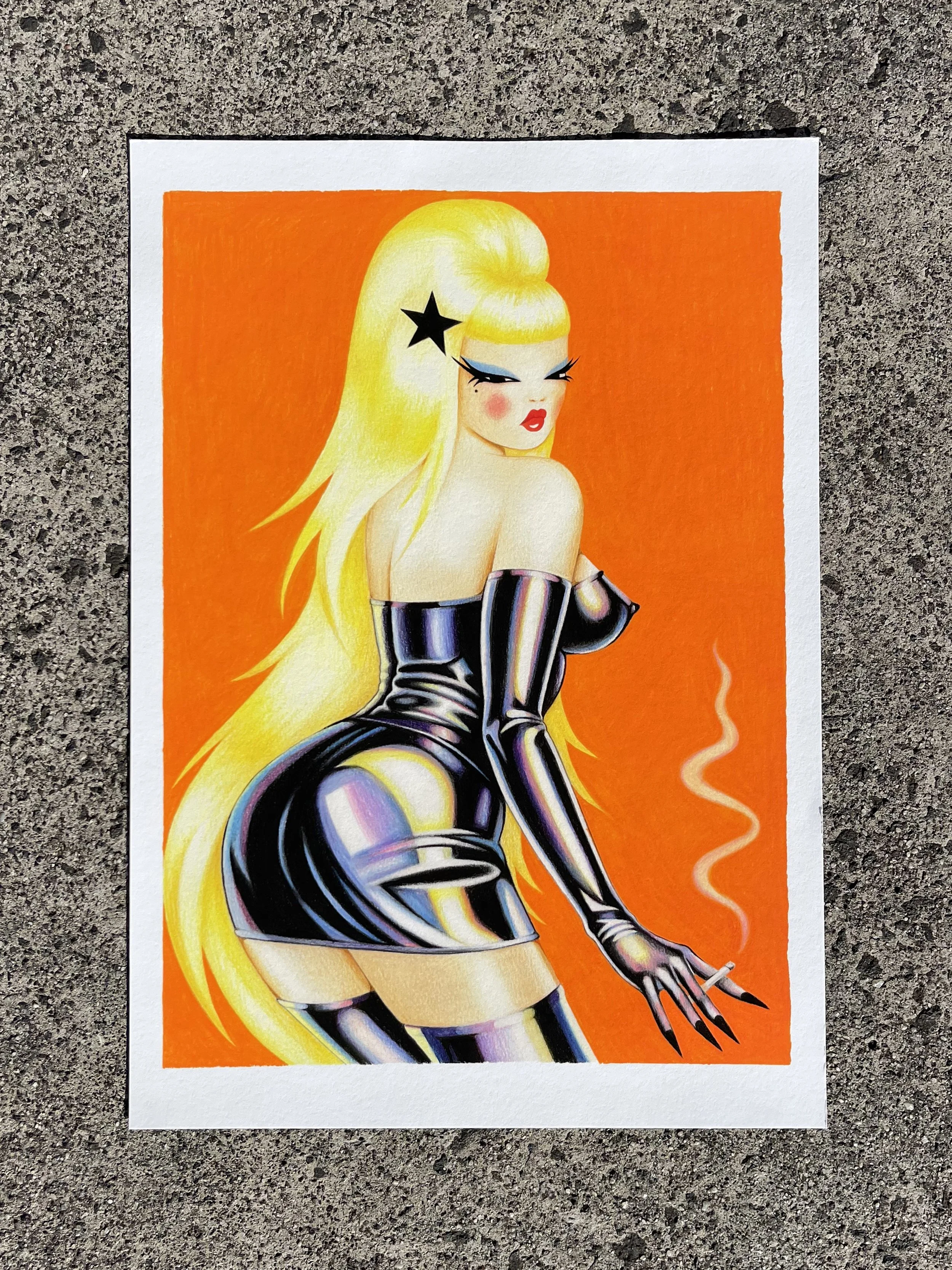 A3 LATEX GIRL FINE ART PRINT - Orange