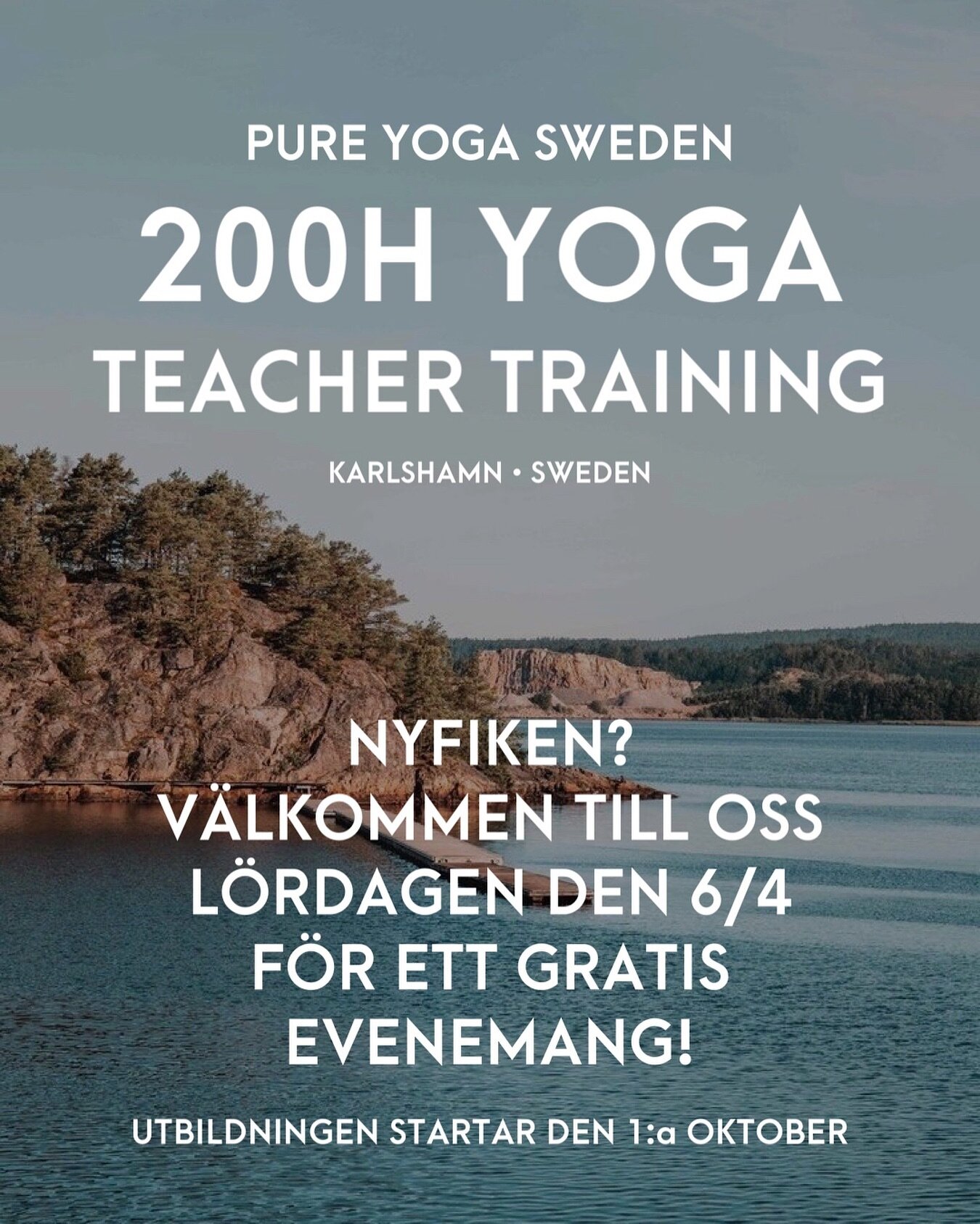 L&ouml;rdagen den 6:e april bjuder vi in DIG som &auml;r nyfiken p&aring; v&aring;r 200-timmars Yoga Alliance certifierade yoga utbildning - plus du som redan skickat in din ans&ouml;kan - till v&aring;r studio i Karlshamn f&ouml;r en fin eftermiddag