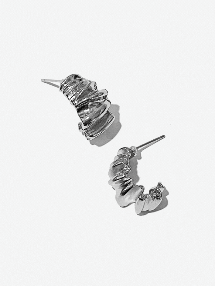 Silver Ripple Stud Earrings