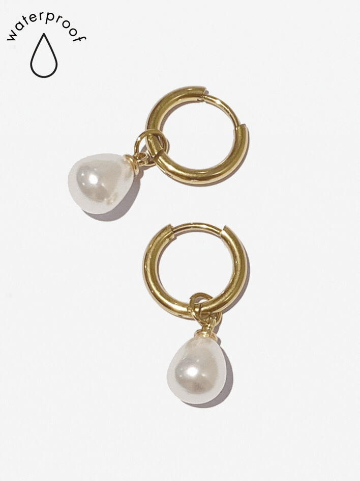 Gold Pearl Drop Earrings