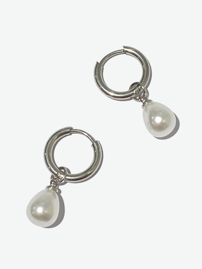 Silver Pearl Drop Earrings